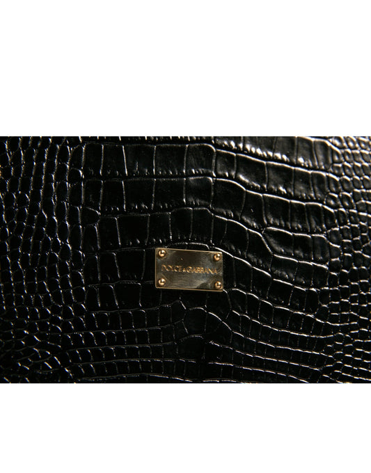 Dolce & Gabbana Elegant Black Leather Logo Plaque Holder Catalogue Case schwarz