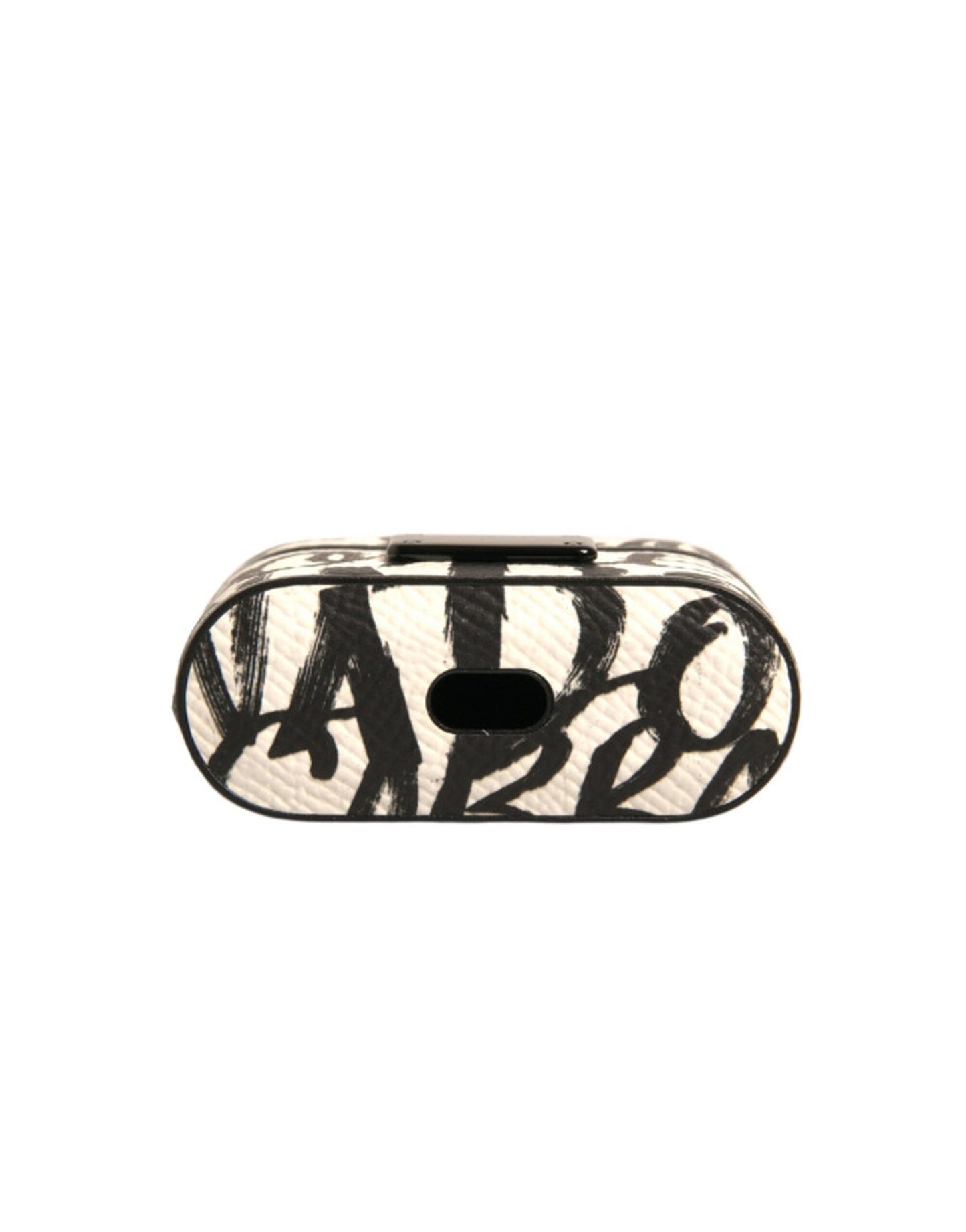 Dolce & Gabbana Black White Leather Scribble Embossed Logo Airpods Case schwarz