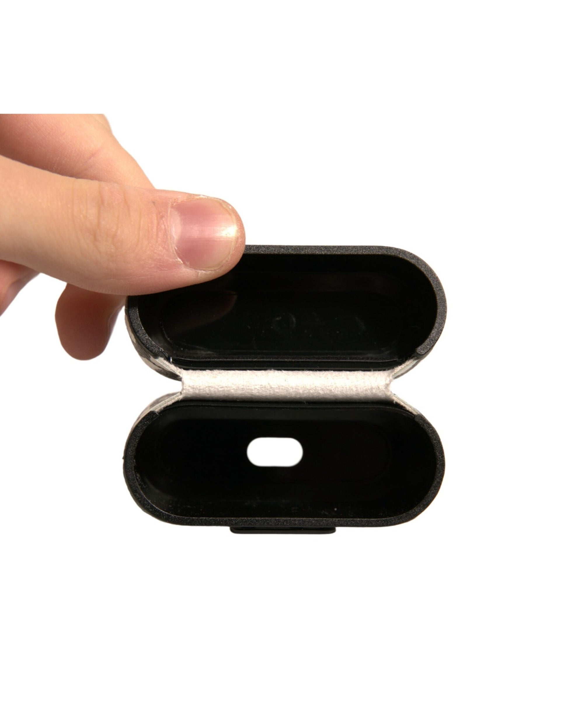 Dolce & Gabbana Black White Leather Scribble Embossed Logo Airpods Case schwarz