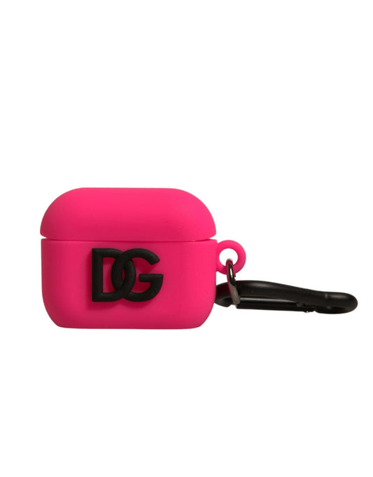 Dolce & Gabbana Pink Silicone Rubber Logo Embossed Airpods Case Curated Luxury Accessories by Orvyn