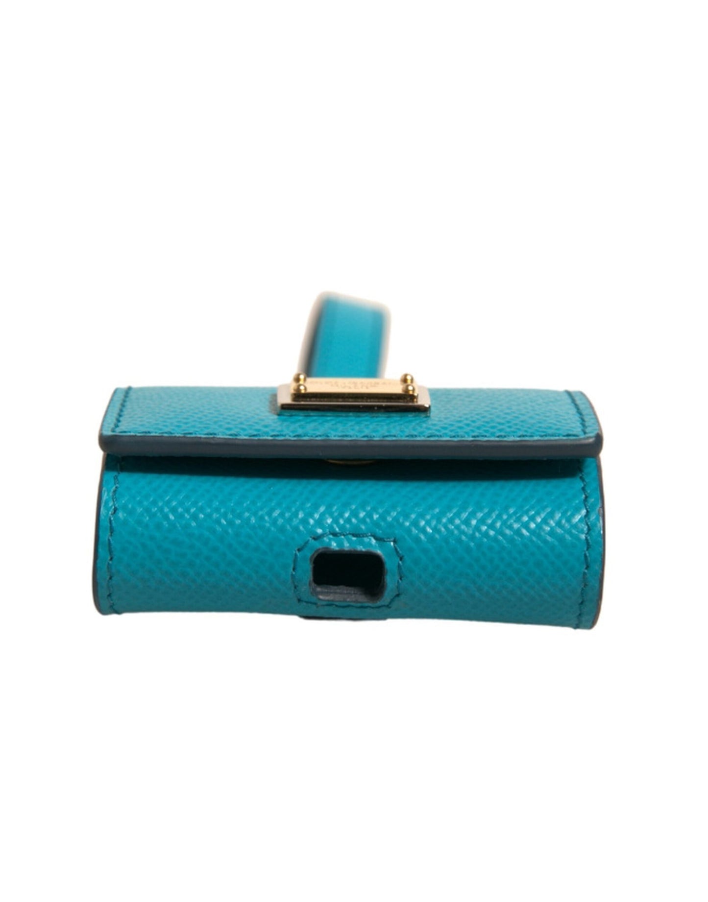 Dolce & Gabbana Green Logo Plaque Leather Gold Metal Strap Airpods Case Curated Luxury Accessories by Orvyn
