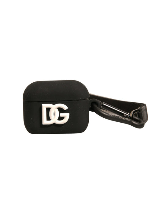 Dolce & Gabbana Black Silicone Rubber Logo Embossed Airpods Case Curated Luxury Accessories by Orvyn