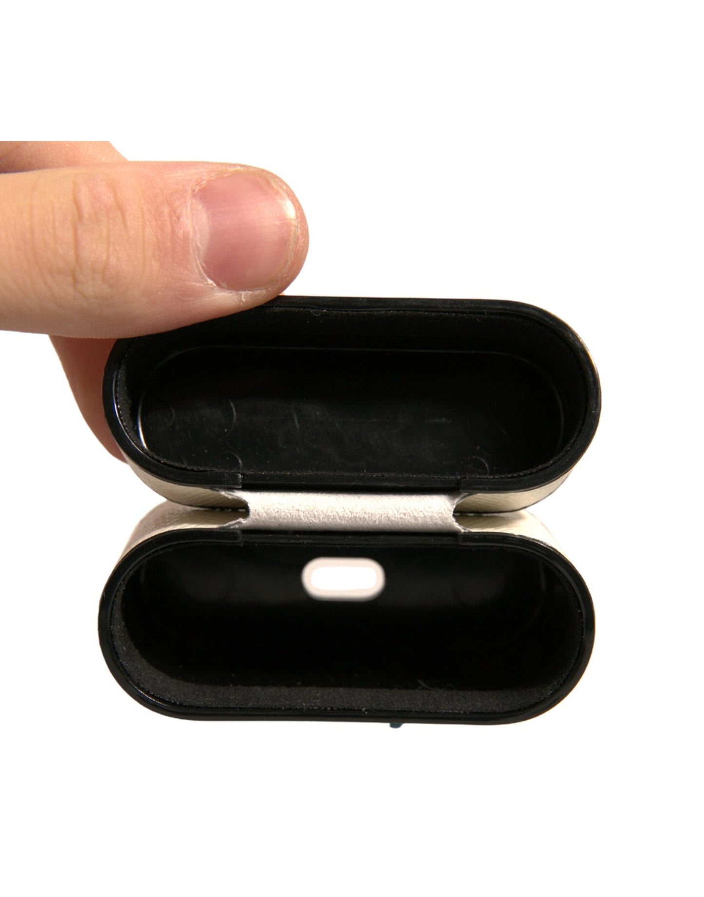 Dolce & Gabbana White Leather Metal Logo Plaque Holder Airpods Case Curated Luxury Accessories by Orvyn