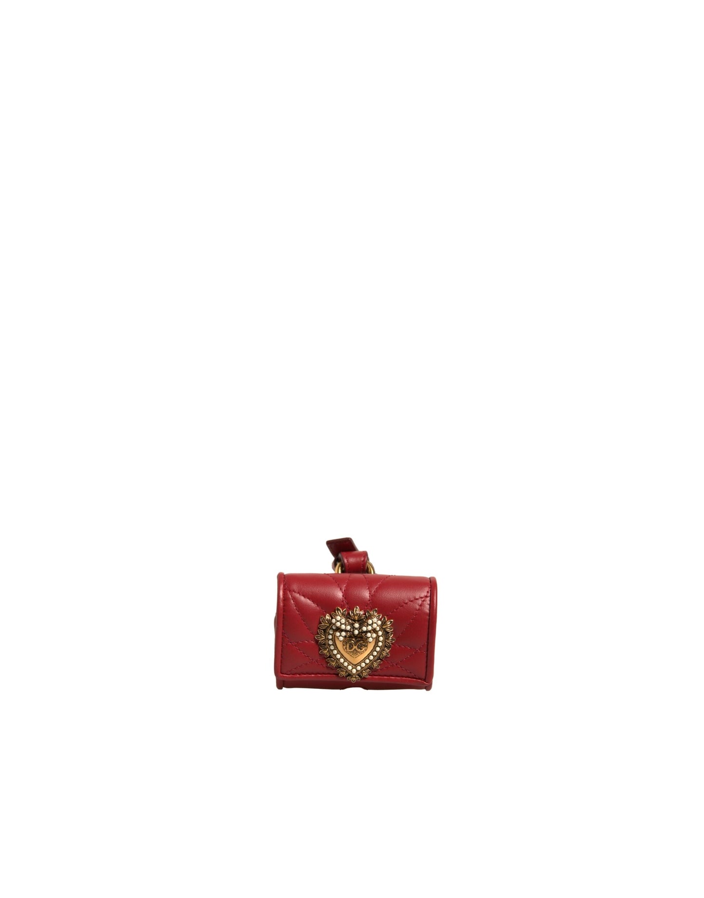 Dolce & Gabbana Black Leather Devotion Heart Strap Airpod Case Curated Luxury Accessories by Orvyn