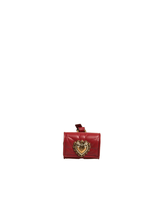 Dolce & Gabbana Black Leather Devotion Heart Strap Airpod Case Curated Luxury Accessories by Orvyn