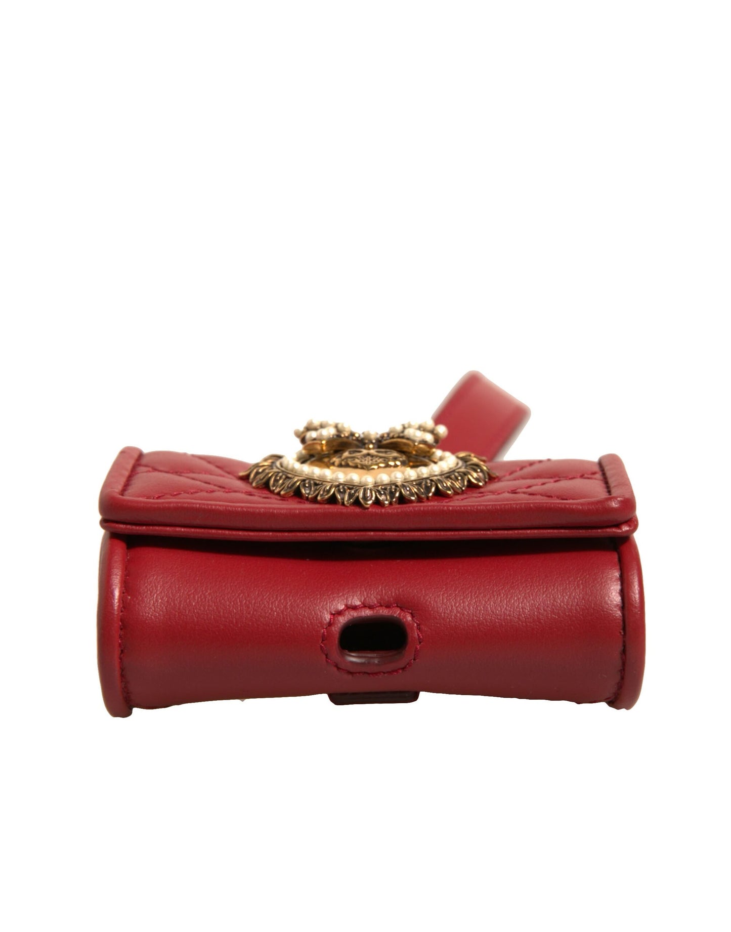 Dolce & Gabbana Black Leather Devotion Heart Strap Airpod Case Curated Luxury Accessories by Orvyn