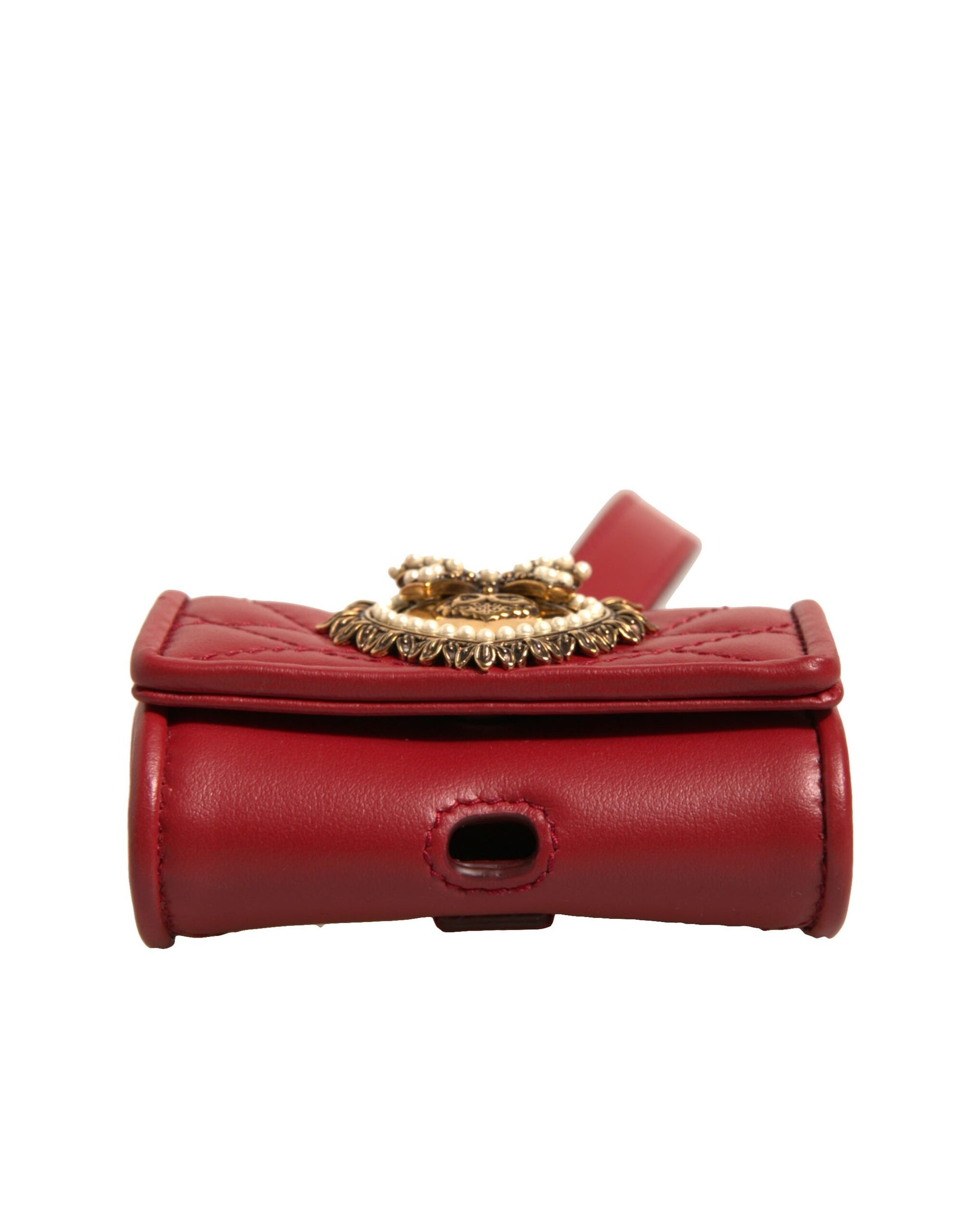 Dolce & Gabbana Black Leather Devotion Heart Strap Airpod Case Curated Luxury Accessories by Orvyn