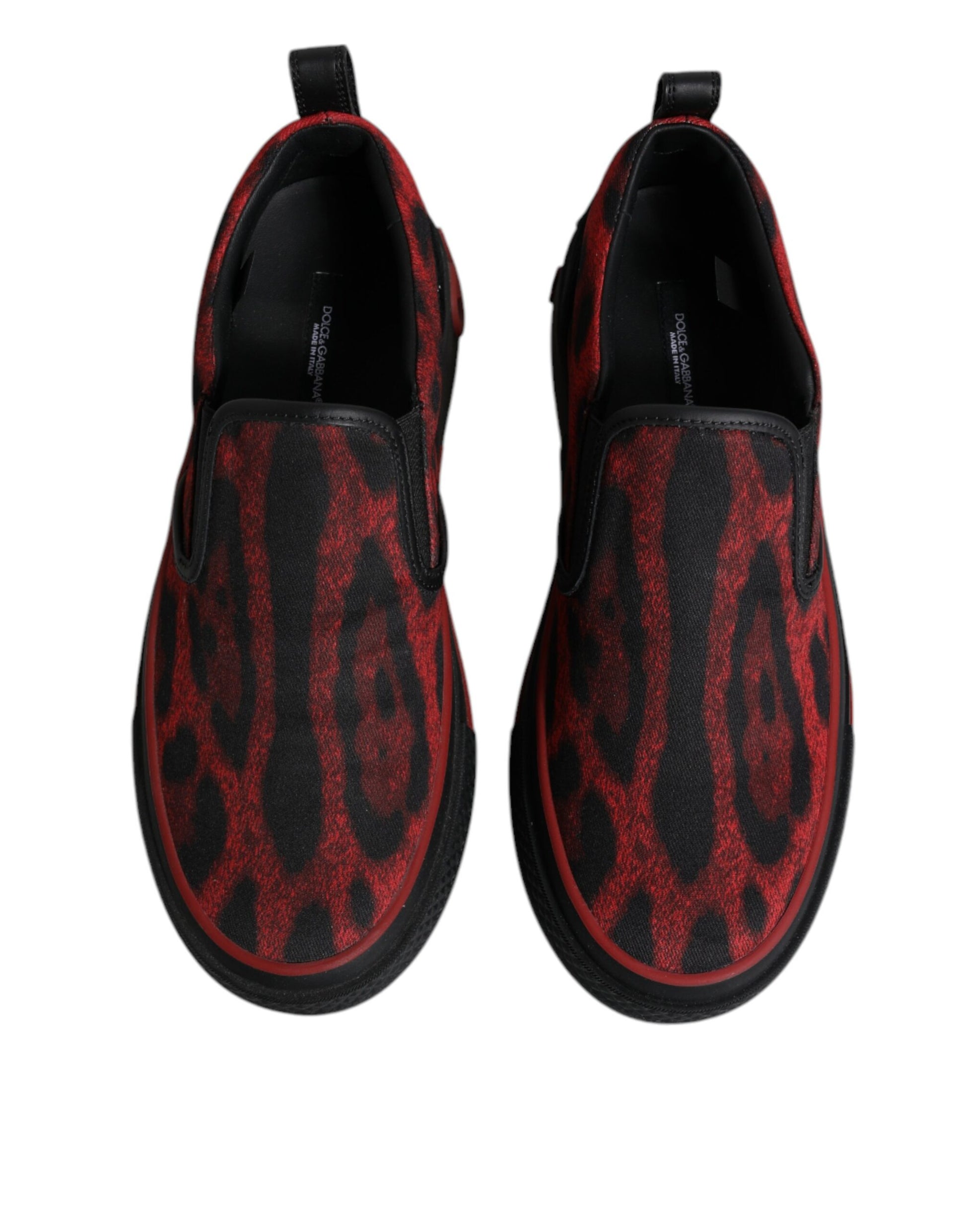 Dolce & Gabbana Red Black Leopard Cotton Men Low Top Sneakers Shoes Curated Luxury Accessories by Orvyn