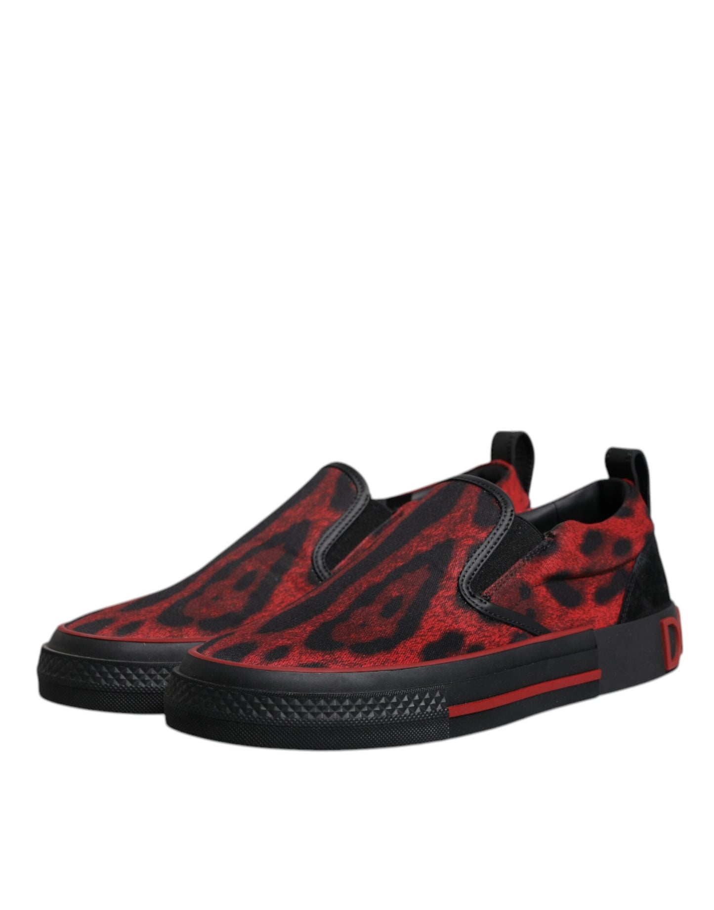 Dolce & Gabbana Red Black Leopard Cotton Men Low Top Sneakers Shoes Curated Luxury Accessories by Orvyn