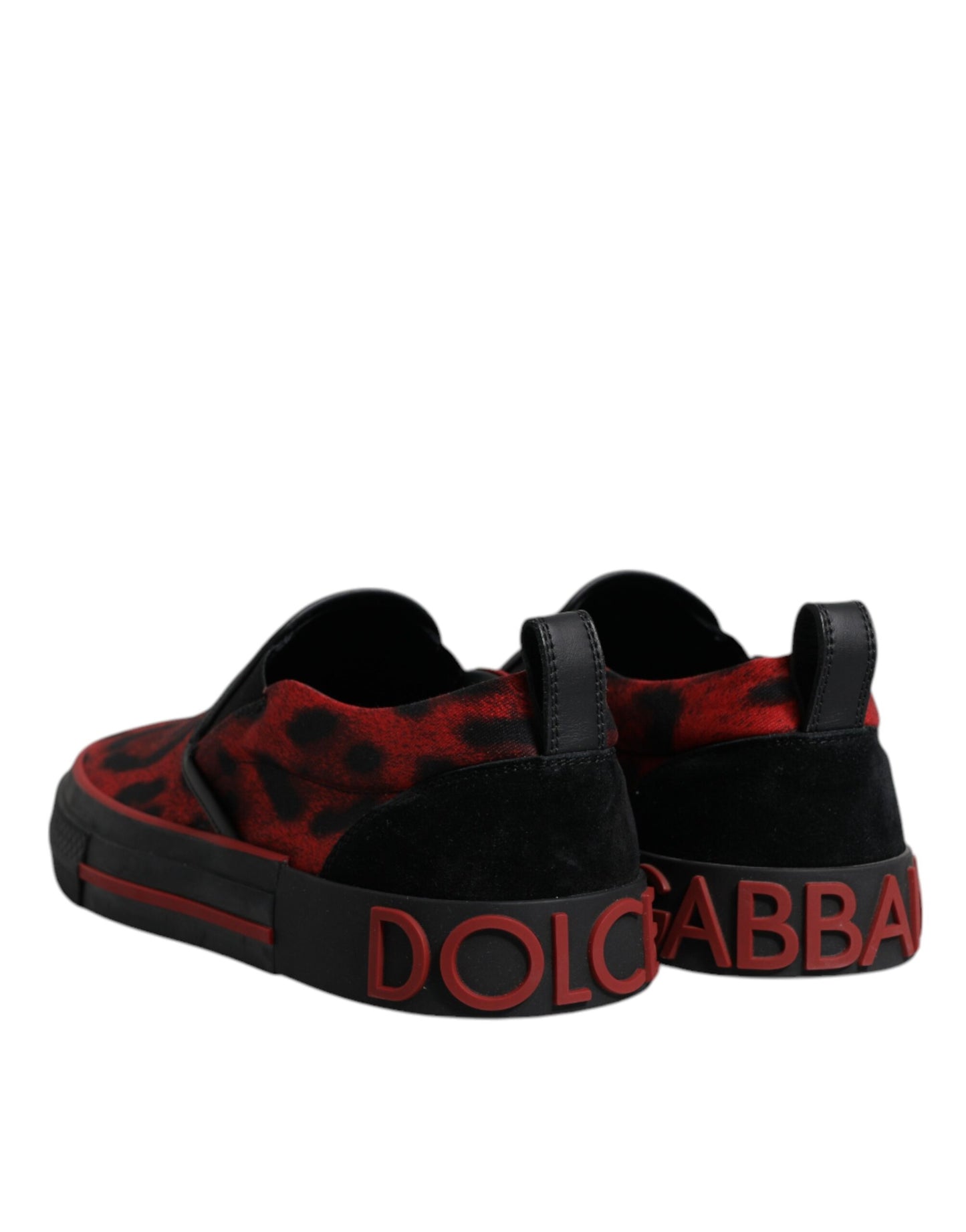 Dolce & Gabbana Red Black Leopard Cotton Men Low Top Sneakers Shoes Curated Luxury Accessories by Orvyn