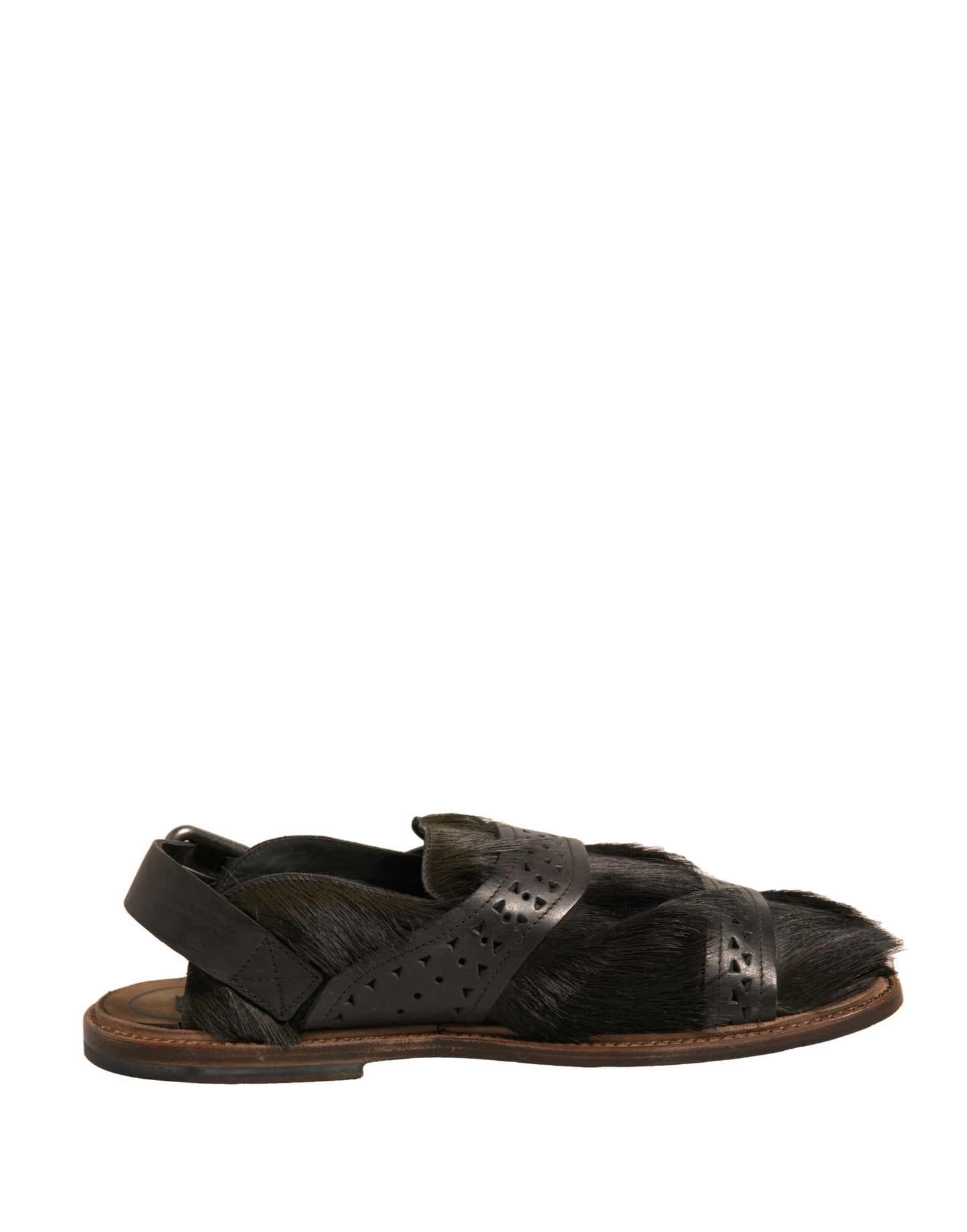 Dolce & Gabbana Green Gazelle Hair Leather Flats Sandals Shoes Curated Luxury Accessories by Orvyn
