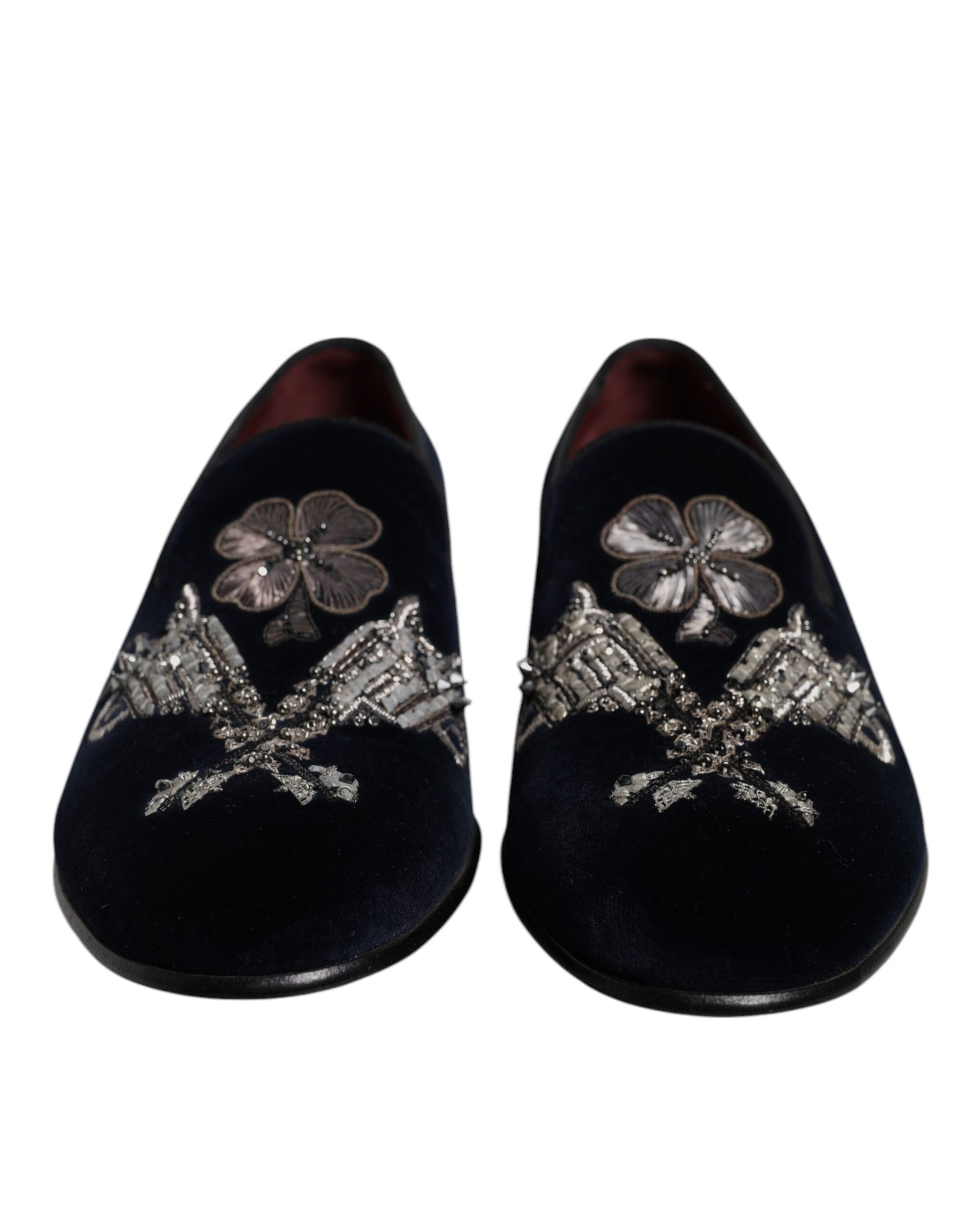 Dolce & Gabbana Black Velvet Floral Gun Loafers Dress Shoes Curated Luxury Accessories by Orvyn