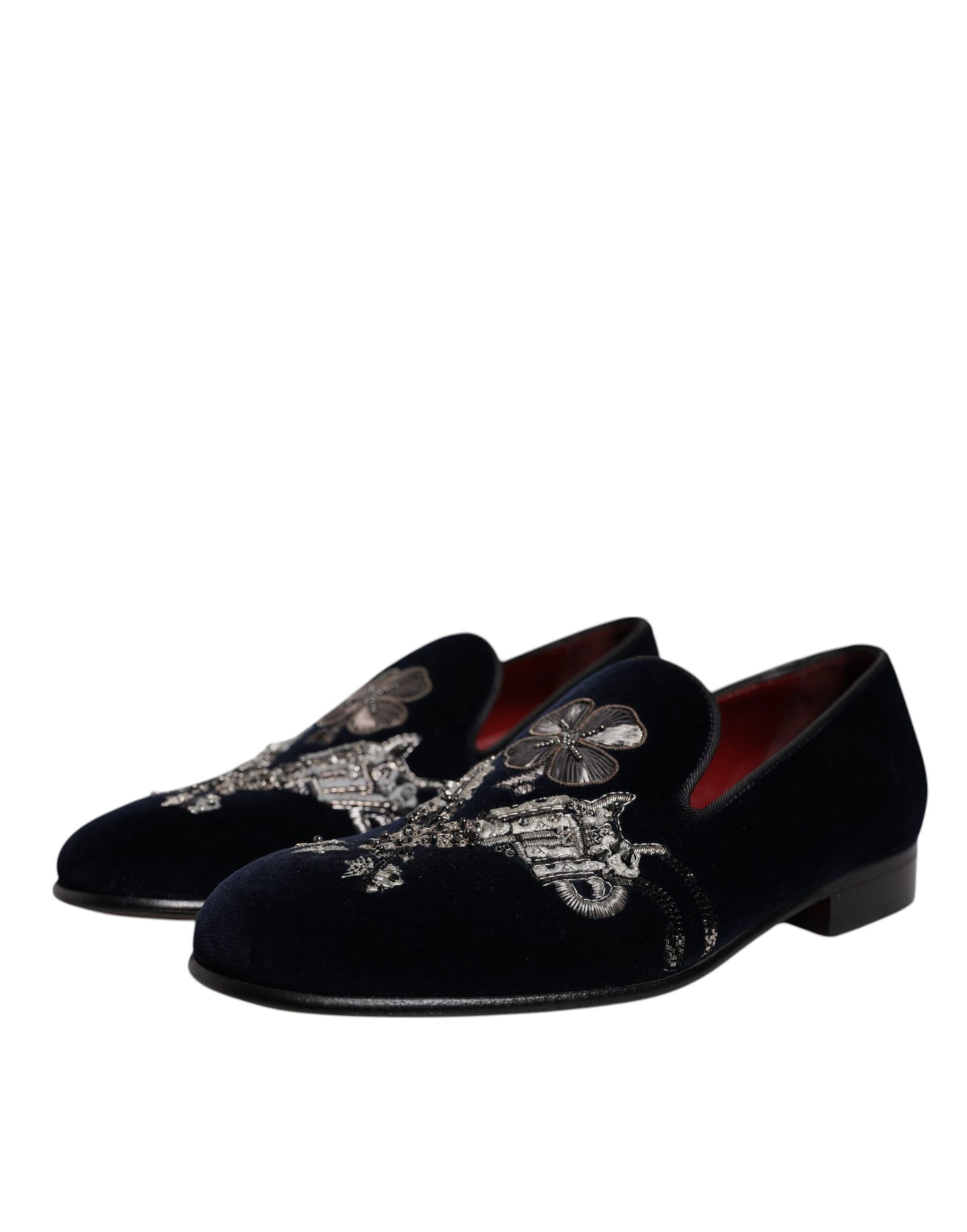 Dolce & Gabbana Black Velvet Floral Gun Loafers Dress Shoes Curated Luxury Accessories by Orvyn
