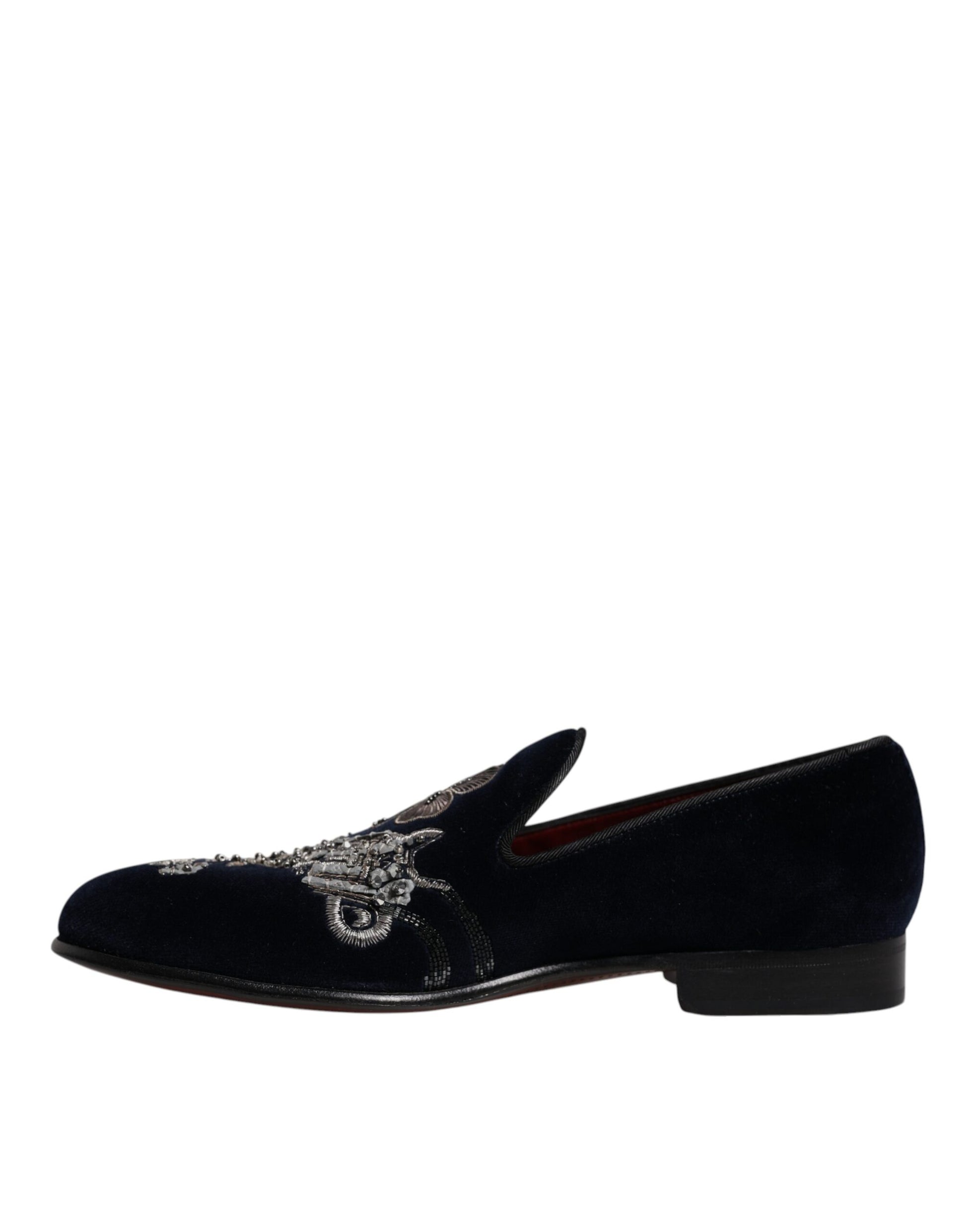 Dolce & Gabbana Black Velvet Floral Gun Loafers Dress Shoes Curated Luxury Accessories by Orvyn