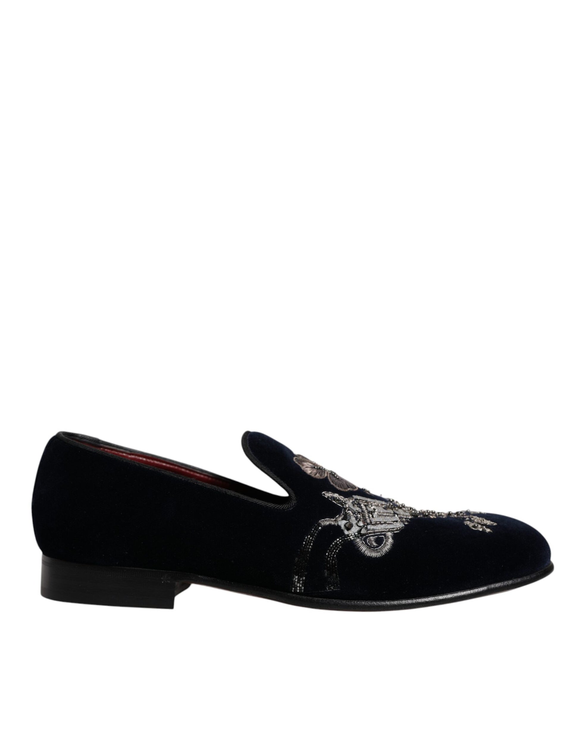 Dolce & Gabbana Black Velvet Floral Gun Loafers Dress Shoes Curated Luxury Accessories by Orvyn
