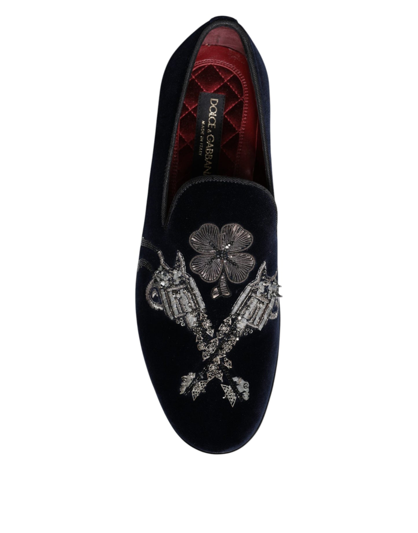 Dolce & Gabbana Black Velvet Floral Gun Loafers Dress Shoes Curated Luxury Accessories by Orvyn