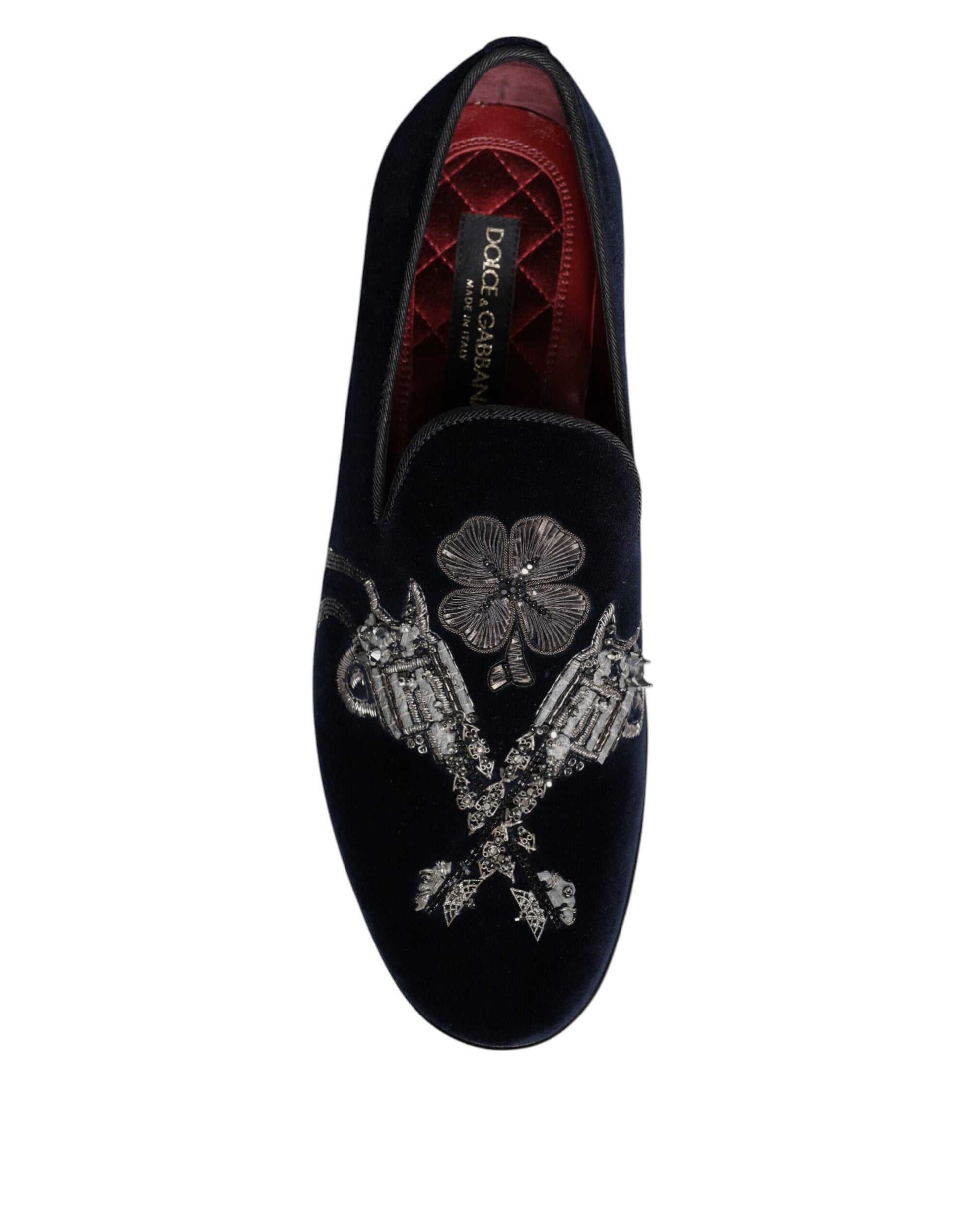 Dolce & Gabbana Black Velvet Floral Gun Loafers Dress Shoes Curated Luxury Accessories by Orvyn