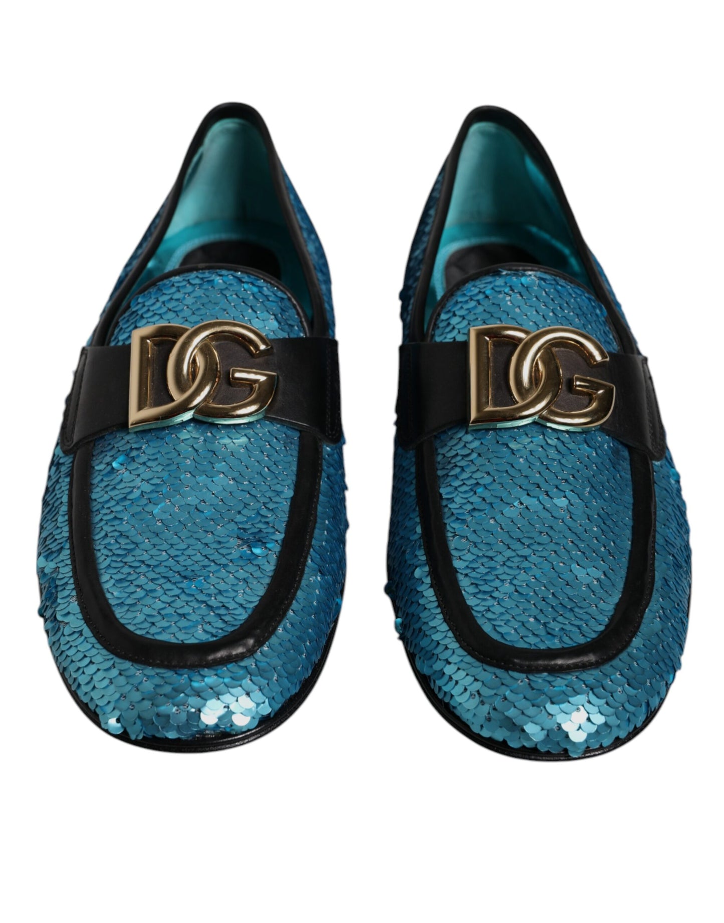Dolce & Gabbana Blue Sequined Loafers Formal Dress Shoes Curated Luxury Accessories by Orvyn