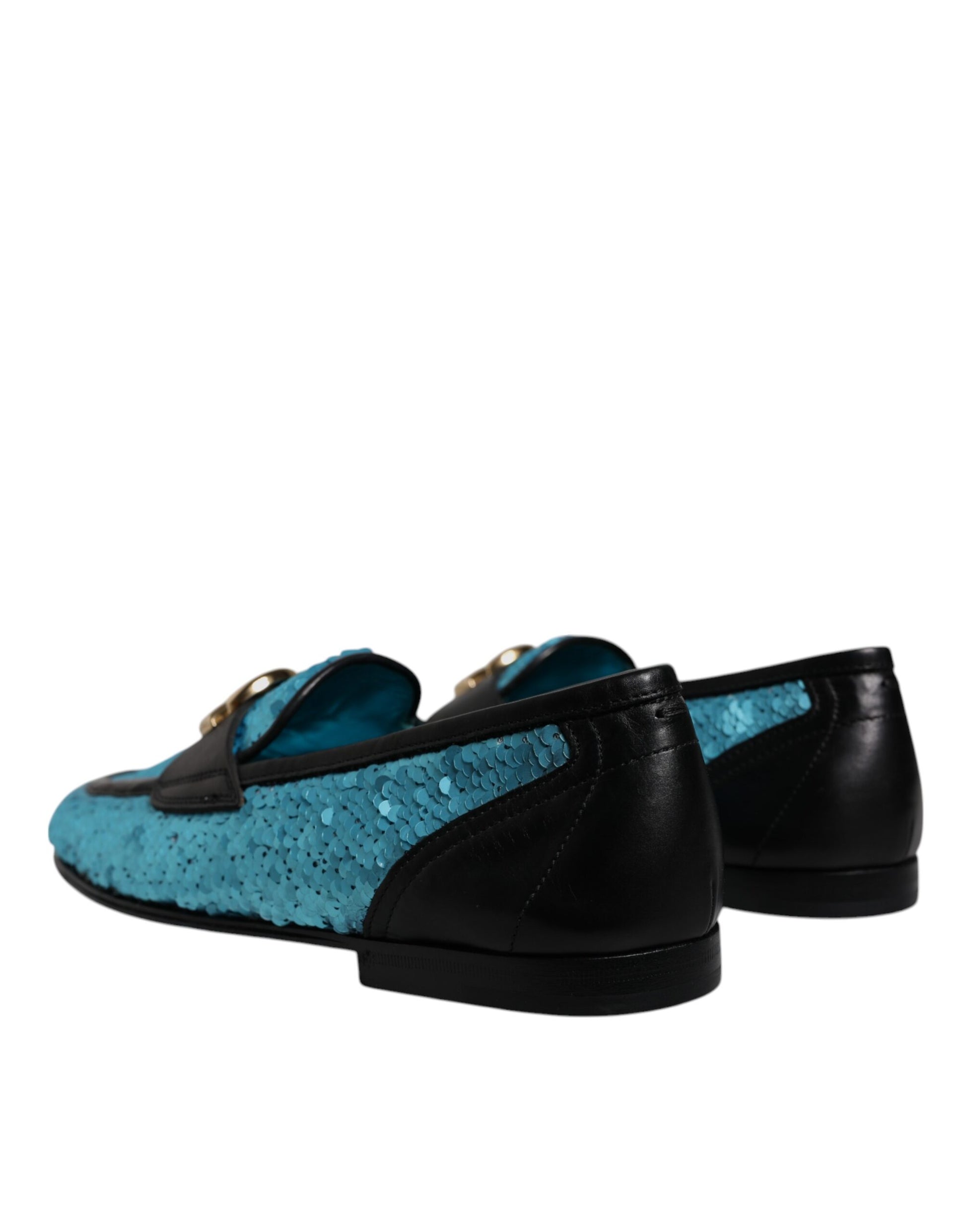 Dolce & Gabbana Blue Sequined Loafers Formal Dress Shoes Curated Luxury Accessories by Orvyn