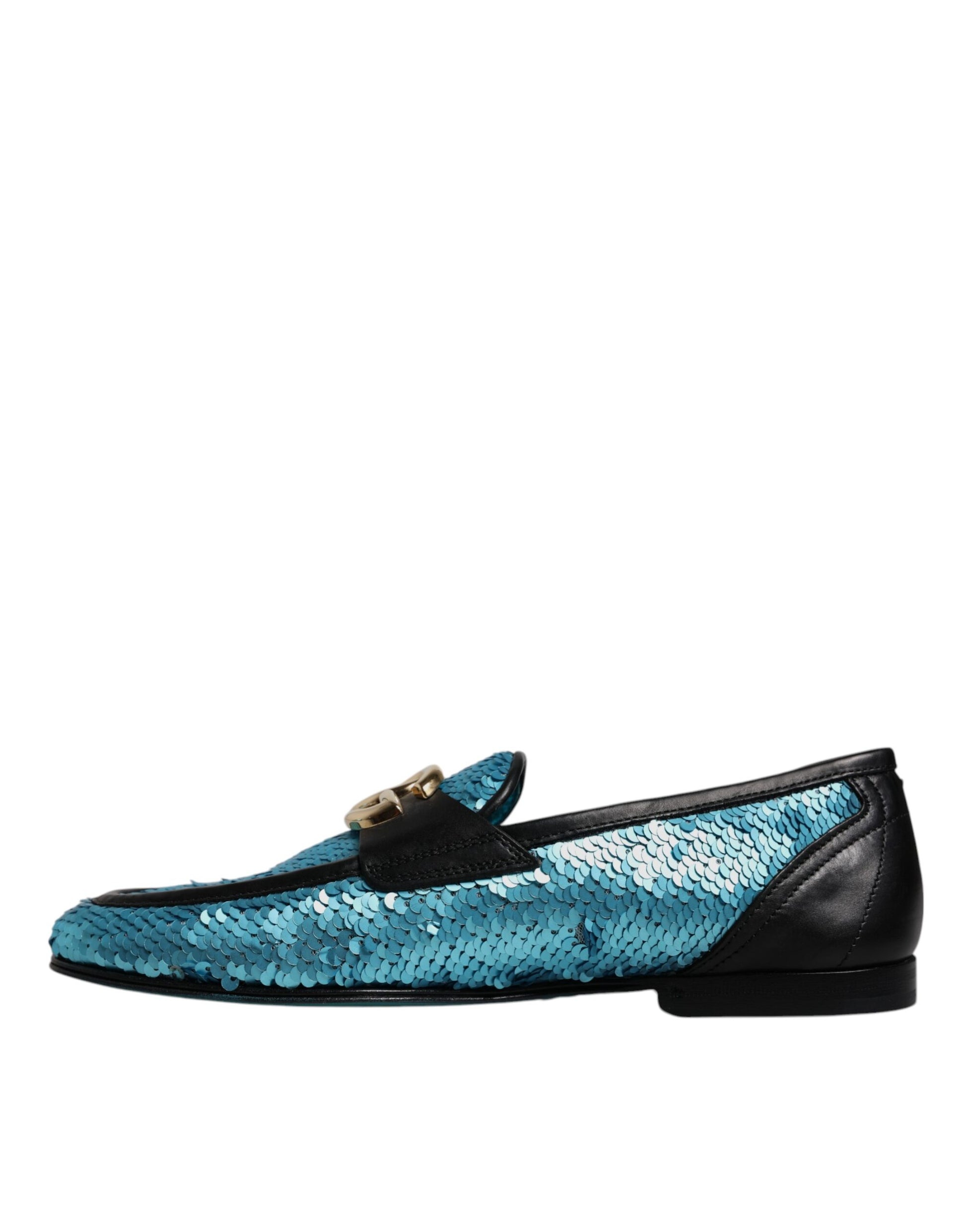 Dolce & Gabbana Blue Sequined Loafers Formal Dress Shoes Curated Luxury Accessories by Orvyn