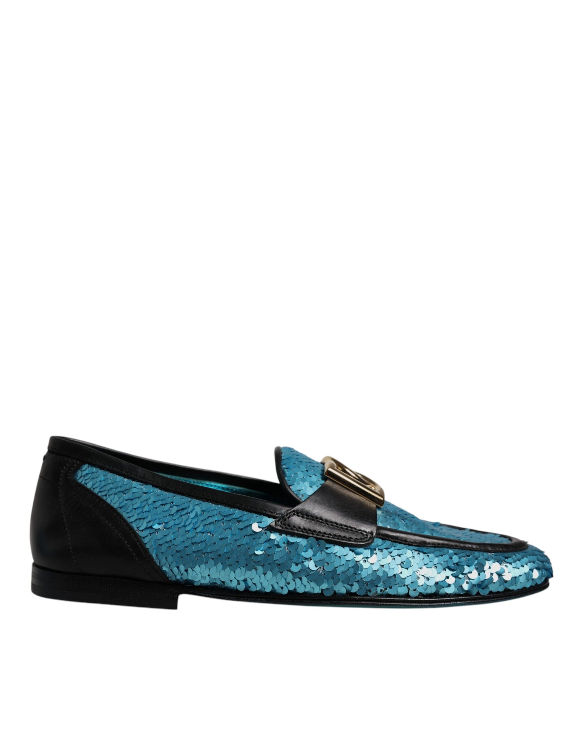Dolce & Gabbana Blue Sequined Loafers Formal Dress Shoes Curated Luxury Accessories by Orvyn