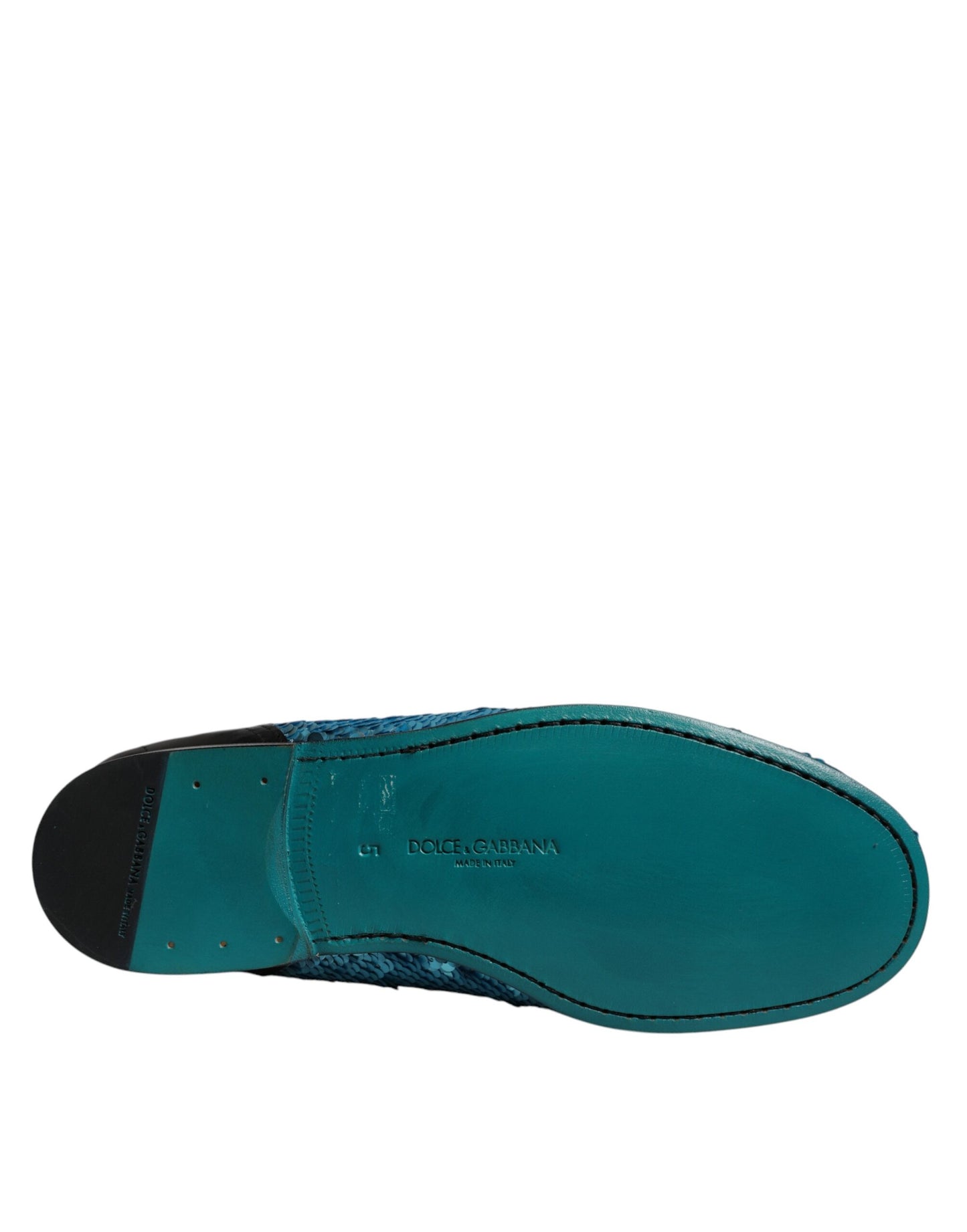 Dolce & Gabbana Blue Sequined Loafers Formal Dress Shoes Curated Luxury Accessories by Orvyn