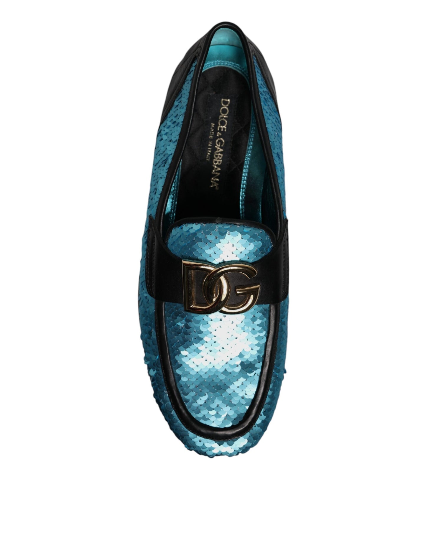 Dolce & Gabbana Blue Sequined Loafers Formal Dress Shoes Curated Luxury Accessories by Orvyn