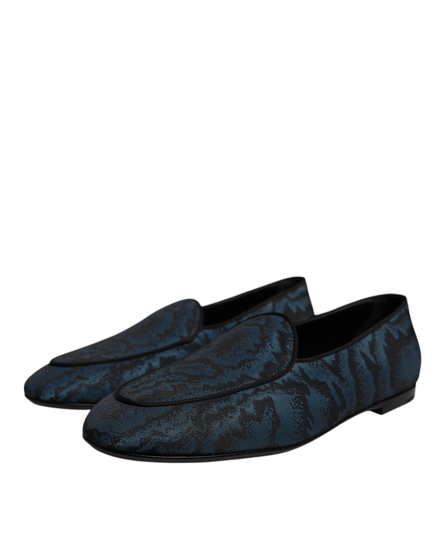 Dolce & Gabbana Blue Black Flats Men Loafers Dress Shoes Curated Luxury Accessories by Orvyn