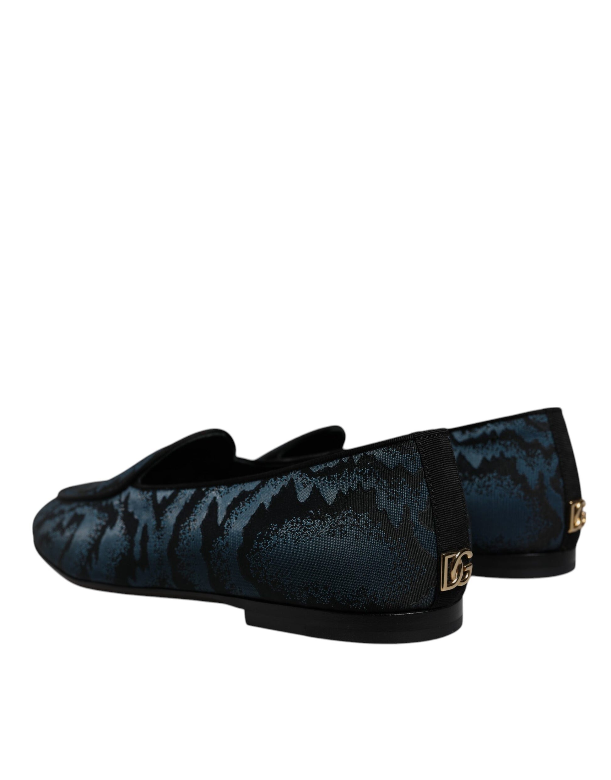 Dolce & Gabbana Blue Black Flats Men Loafers Dress Shoes Curated Luxury Accessories by Orvyn