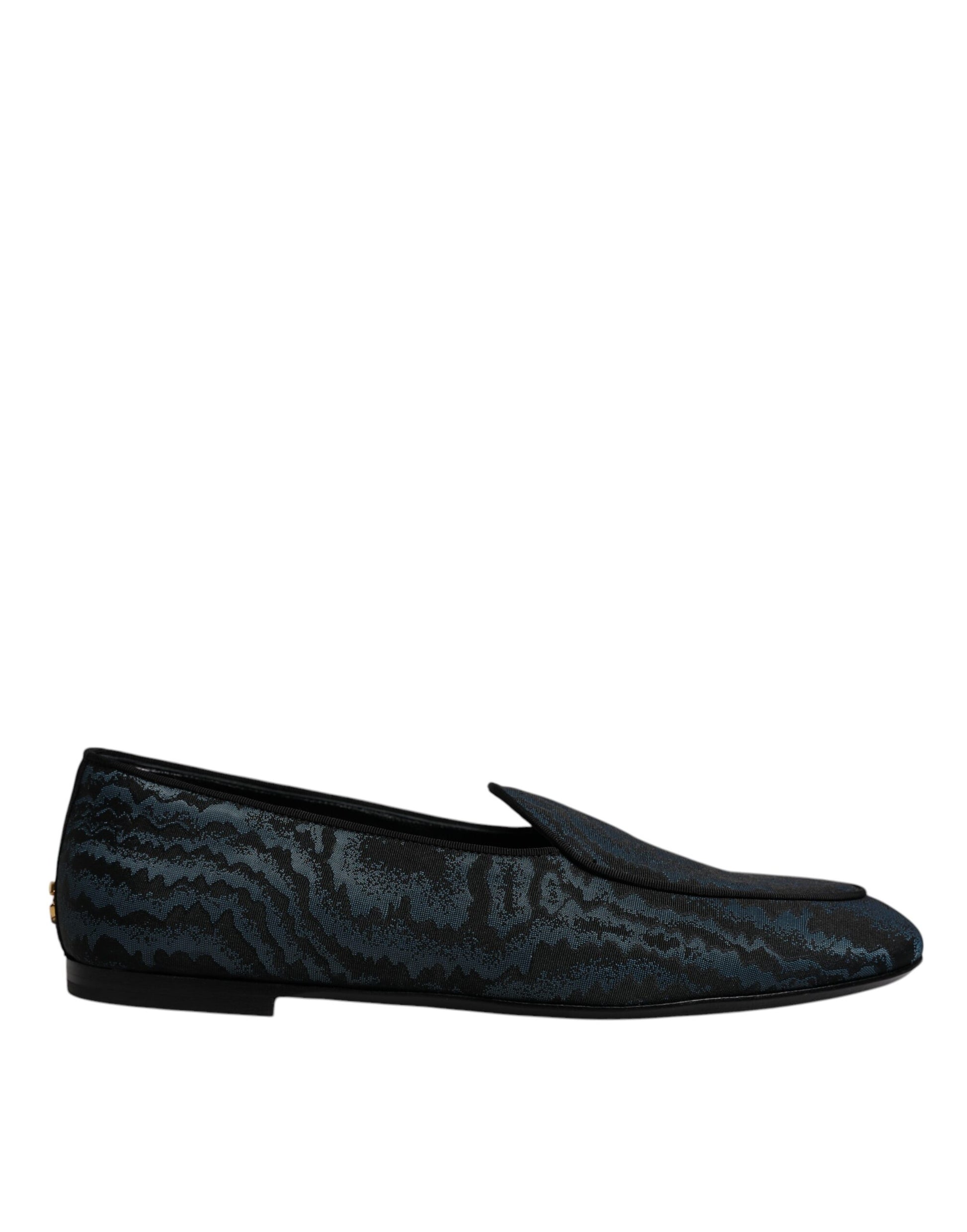 Dolce & Gabbana Blue Black Flats Men Loafers Dress Shoes Curated Luxury Accessories by Orvyn