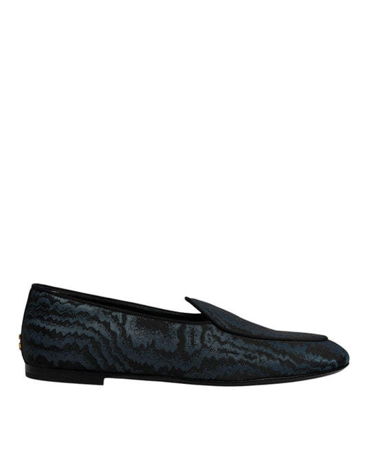 Dolce & Gabbana Blue Black Flats Men Loafers Dress Shoes Curated Luxury Accessories by Orvyn