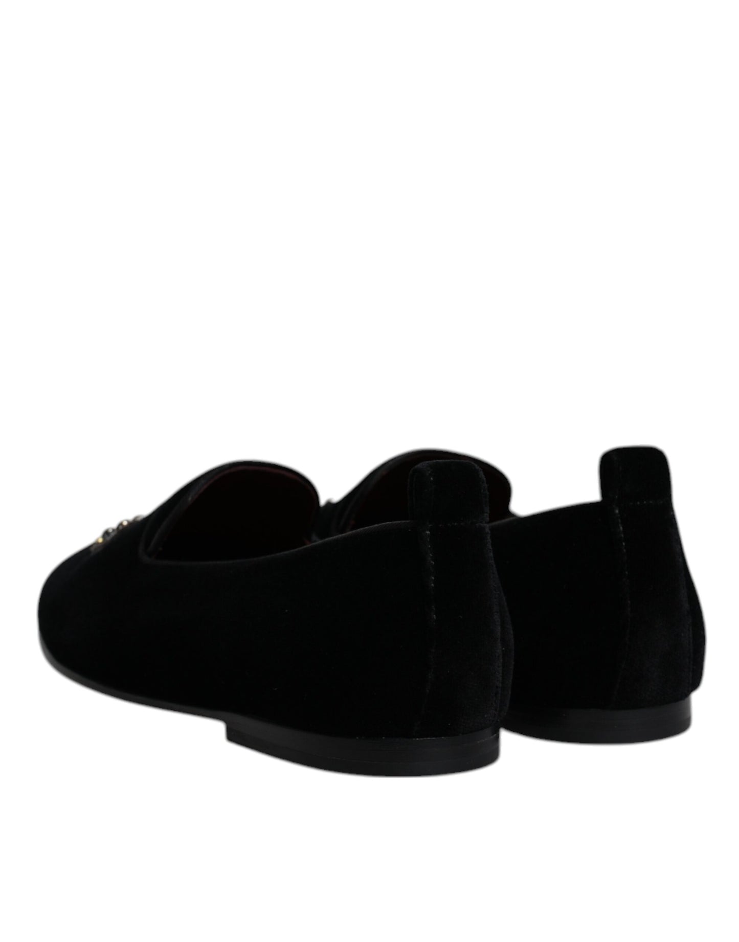 Dolce & Gabbana Black Velvet Crystal Crown Loafers Formal Dress Shoes Curated Luxury Accessories by Orvyn
