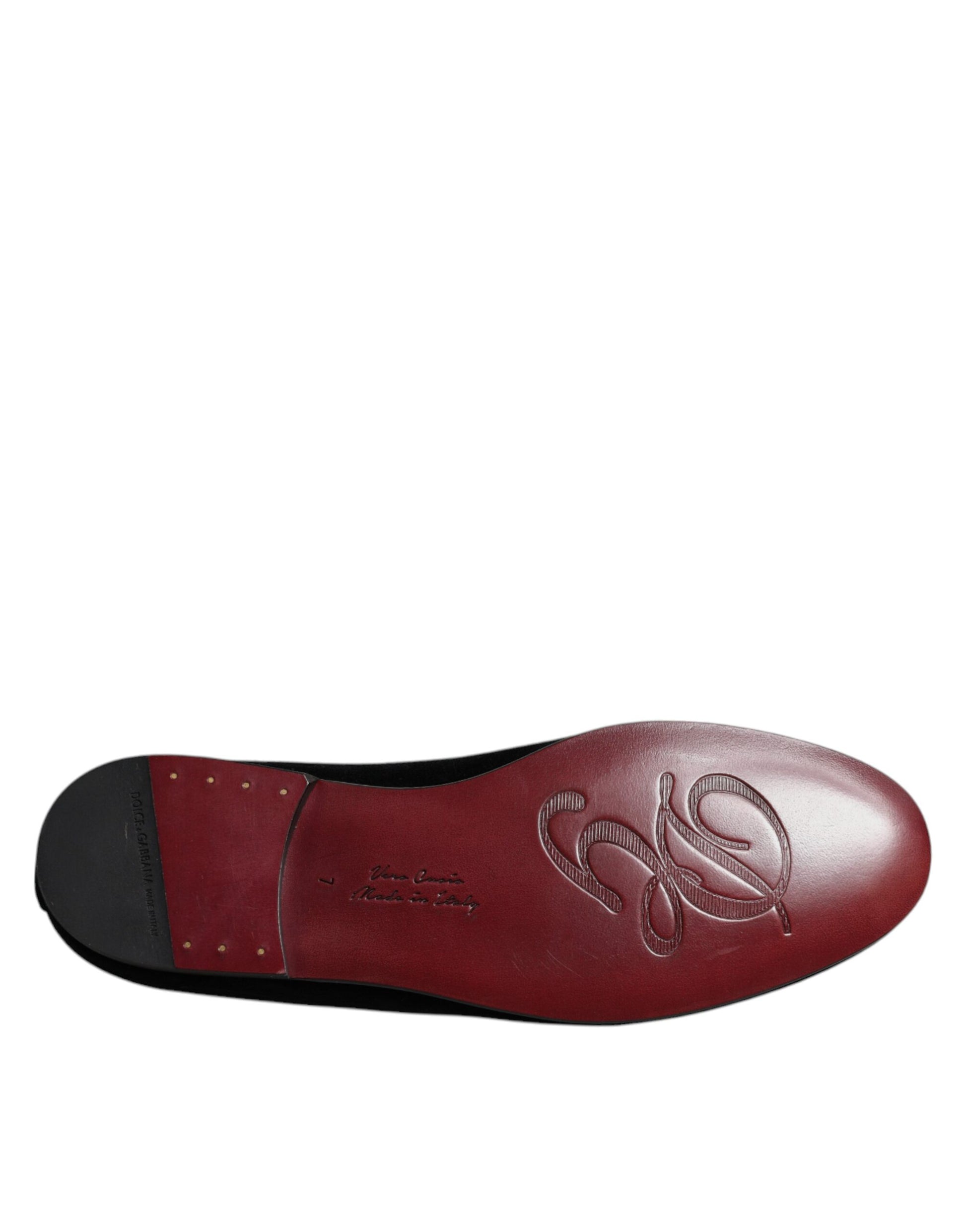 Dolce & Gabbana Black Velvet Crystal Crown Loafers Formal Dress Shoes Curated Luxury Accessories by Orvyn