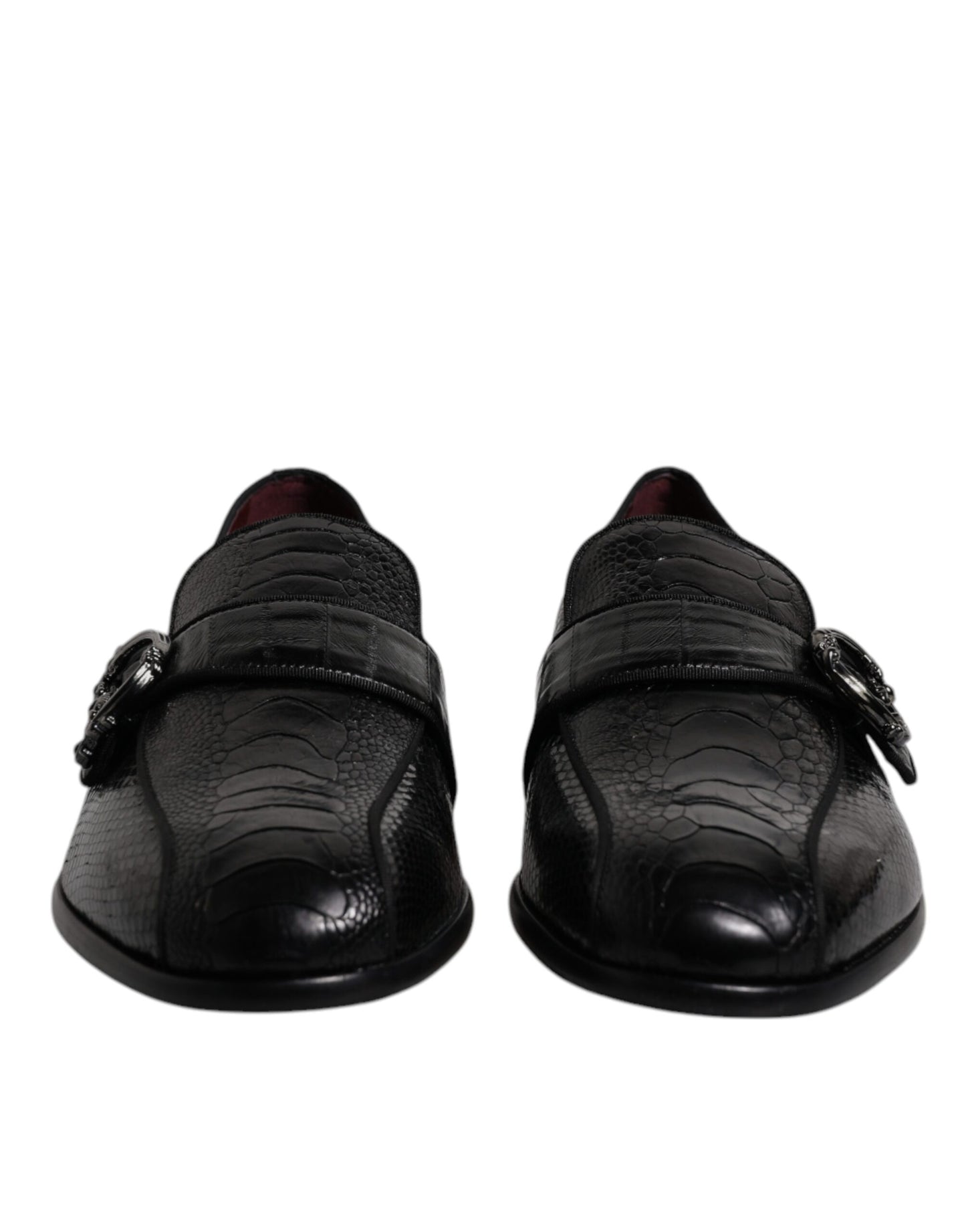 Dolce & Gabbana Black Exotic Leather DG Logo Loafers Formal Dress Shoes Curated Luxury Accessories by Orvyn