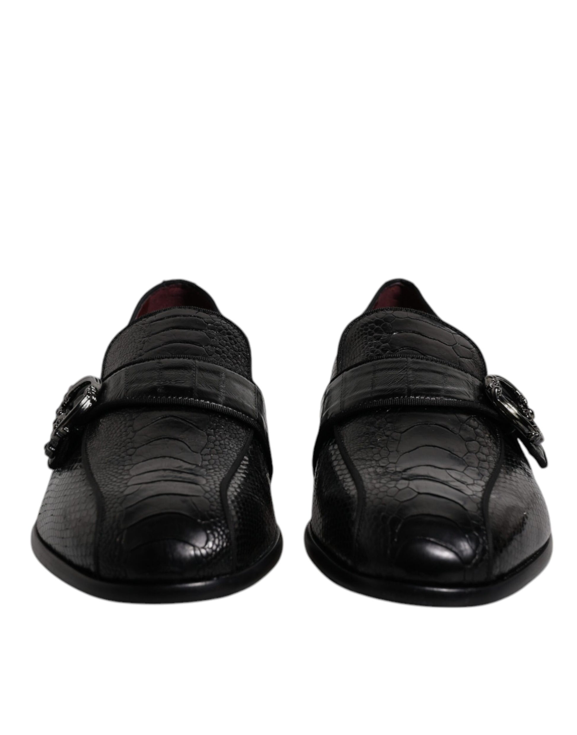 Dolce & Gabbana Black Exotic Leather DG Logo Loafers Formal Dress Shoes Curated Luxury Accessories by Orvyn