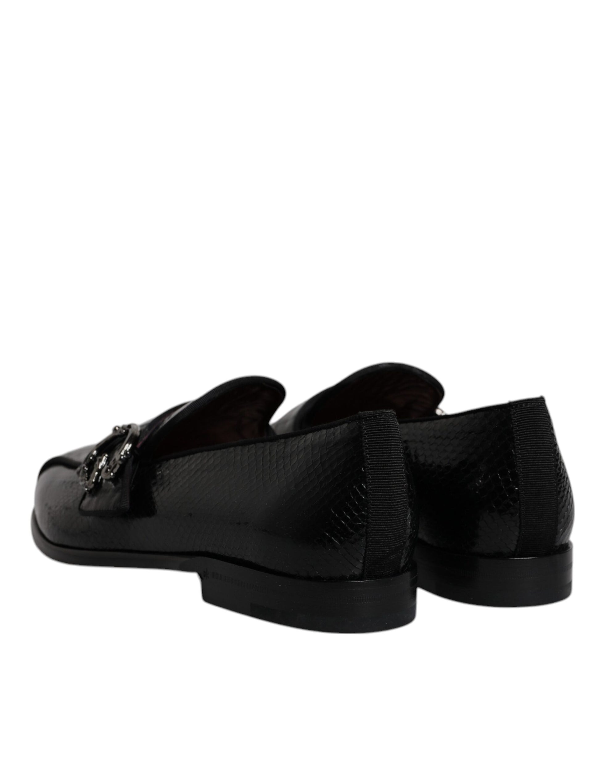 Dolce & Gabbana Black Exotic Leather DG Logo Loafers Formal Dress Shoes Curated Luxury Accessories by Orvyn