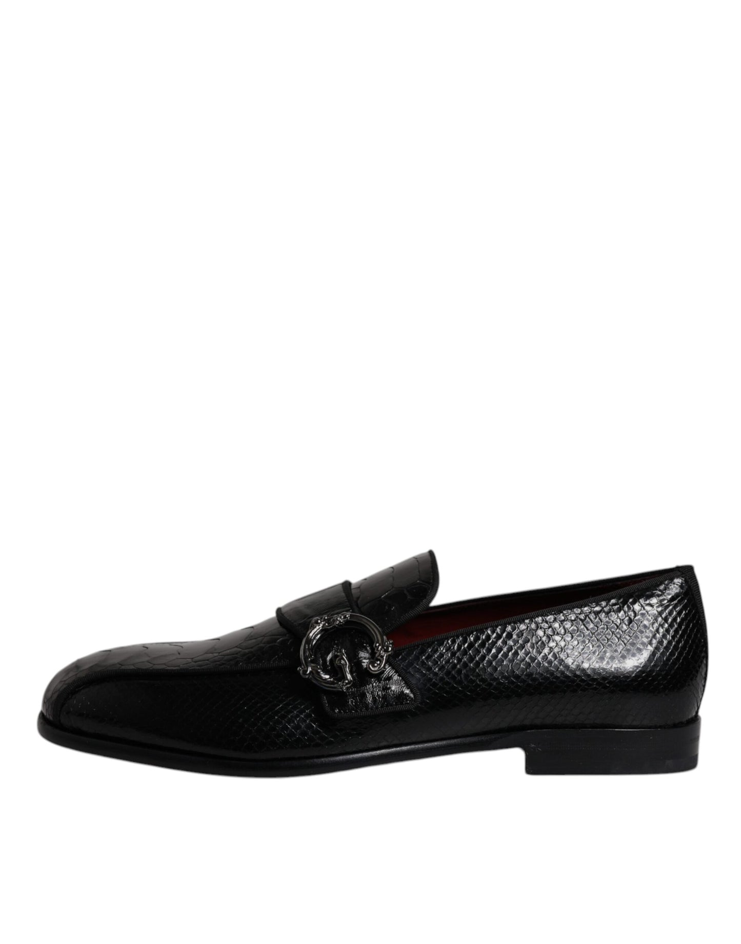 Dolce & Gabbana Black Exotic Leather DG Logo Loafers Formal Dress Shoes Curated Luxury Accessories by Orvyn