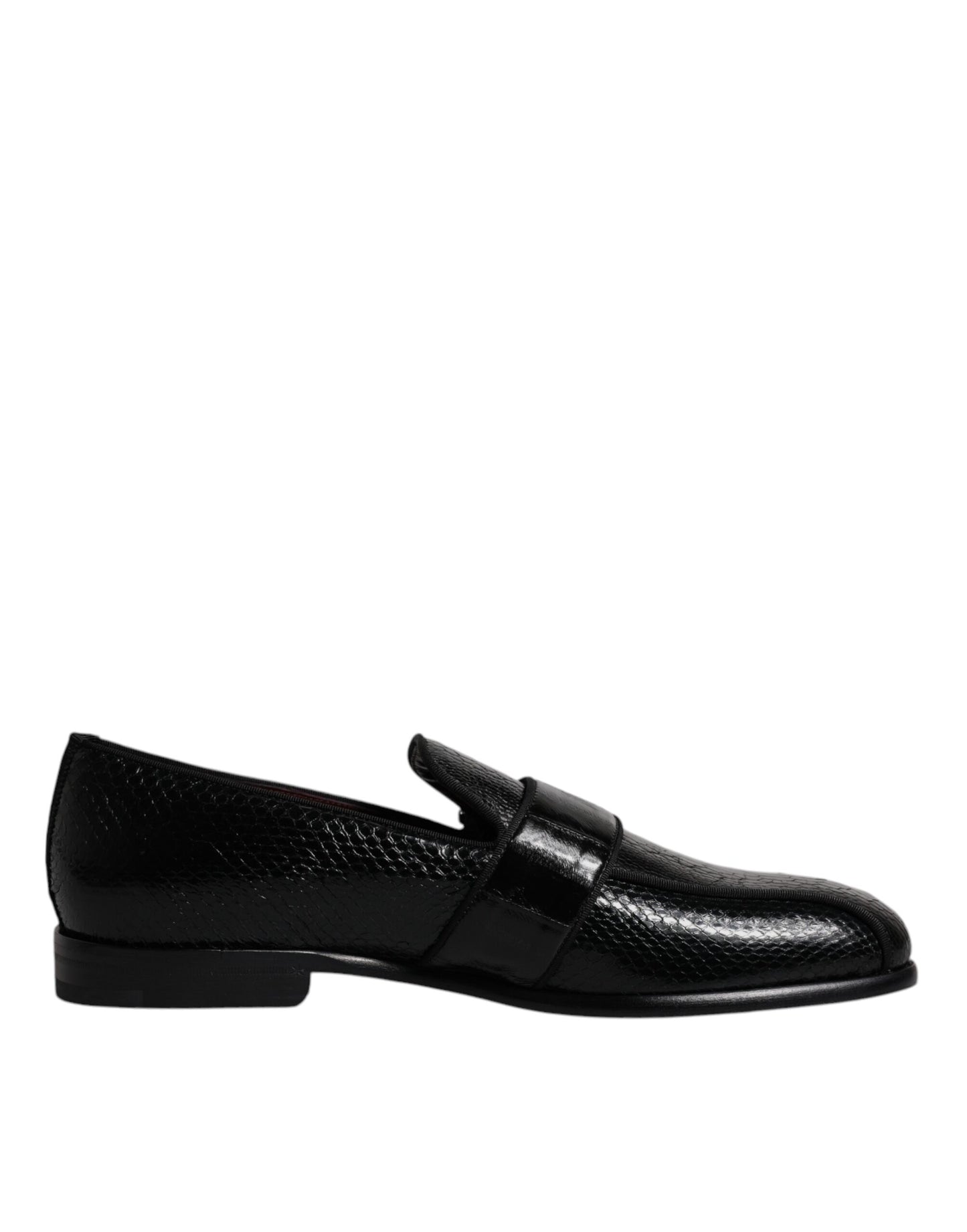 Dolce & Gabbana Black Exotic Leather DG Logo Loafers Formal Dress Shoes Curated Luxury Accessories by Orvyn
