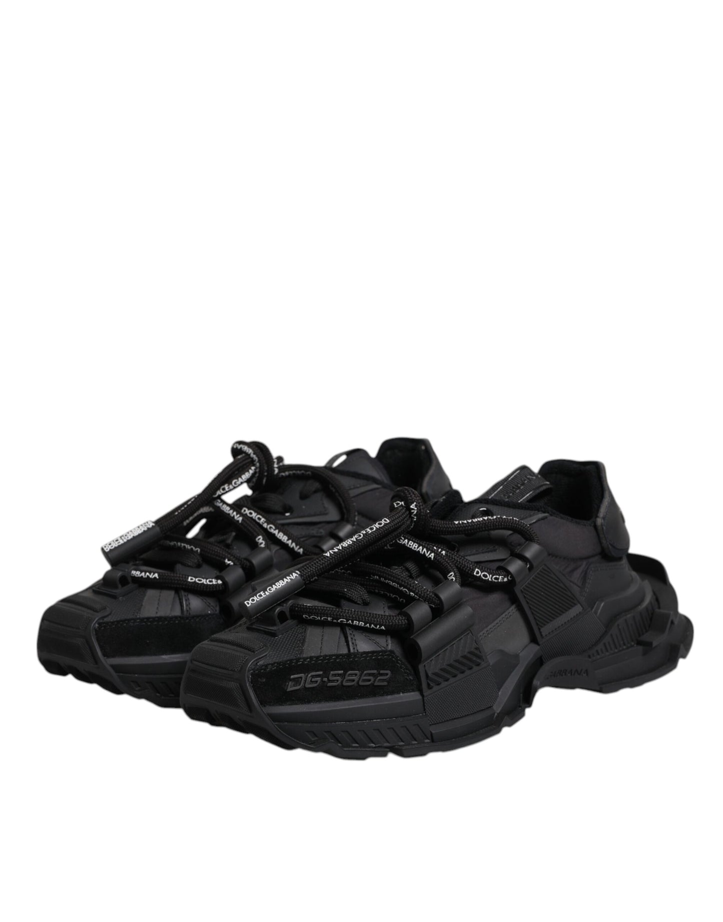 Dolce & Gabbana Black Low Top Space Lace Up Sneakers Shoes Curated Luxury Accessories by Orvyn
