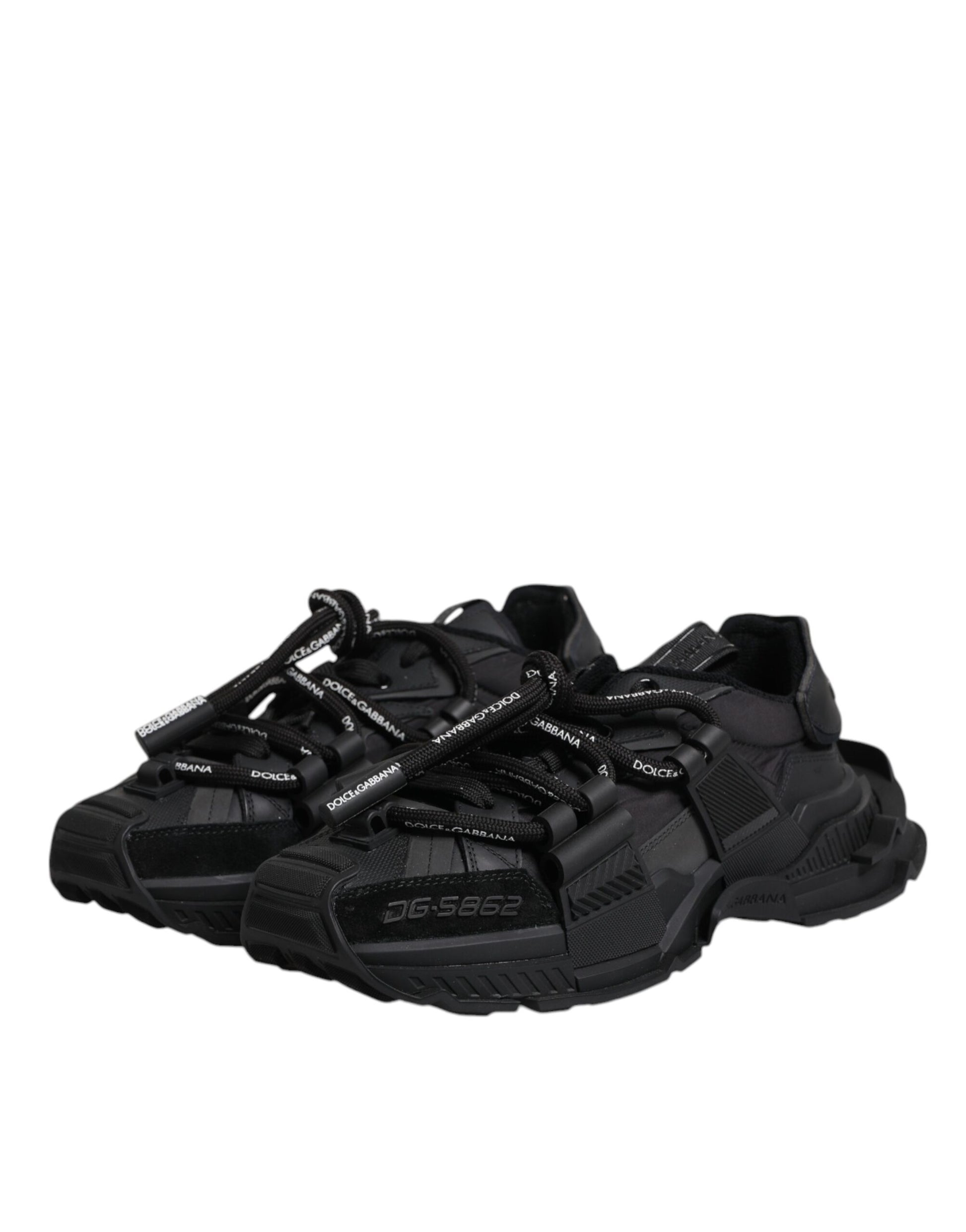 Dolce & Gabbana Black Low Top Space Lace Up Sneakers Shoes Curated Luxury Accessories by Orvyn