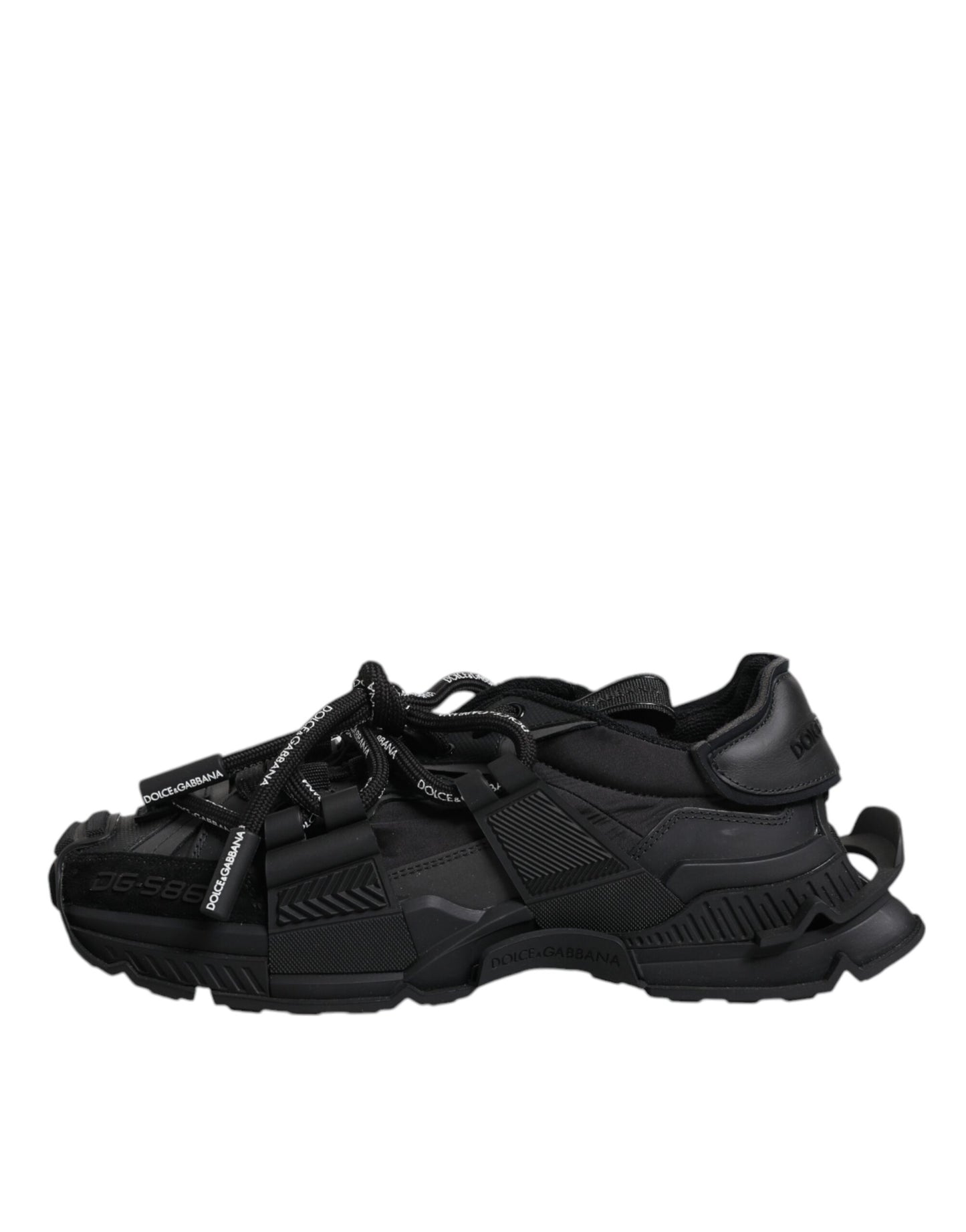 Dolce & Gabbana Black Low Top Space Lace Up Sneakers Shoes Curated Luxury Accessories by Orvyn