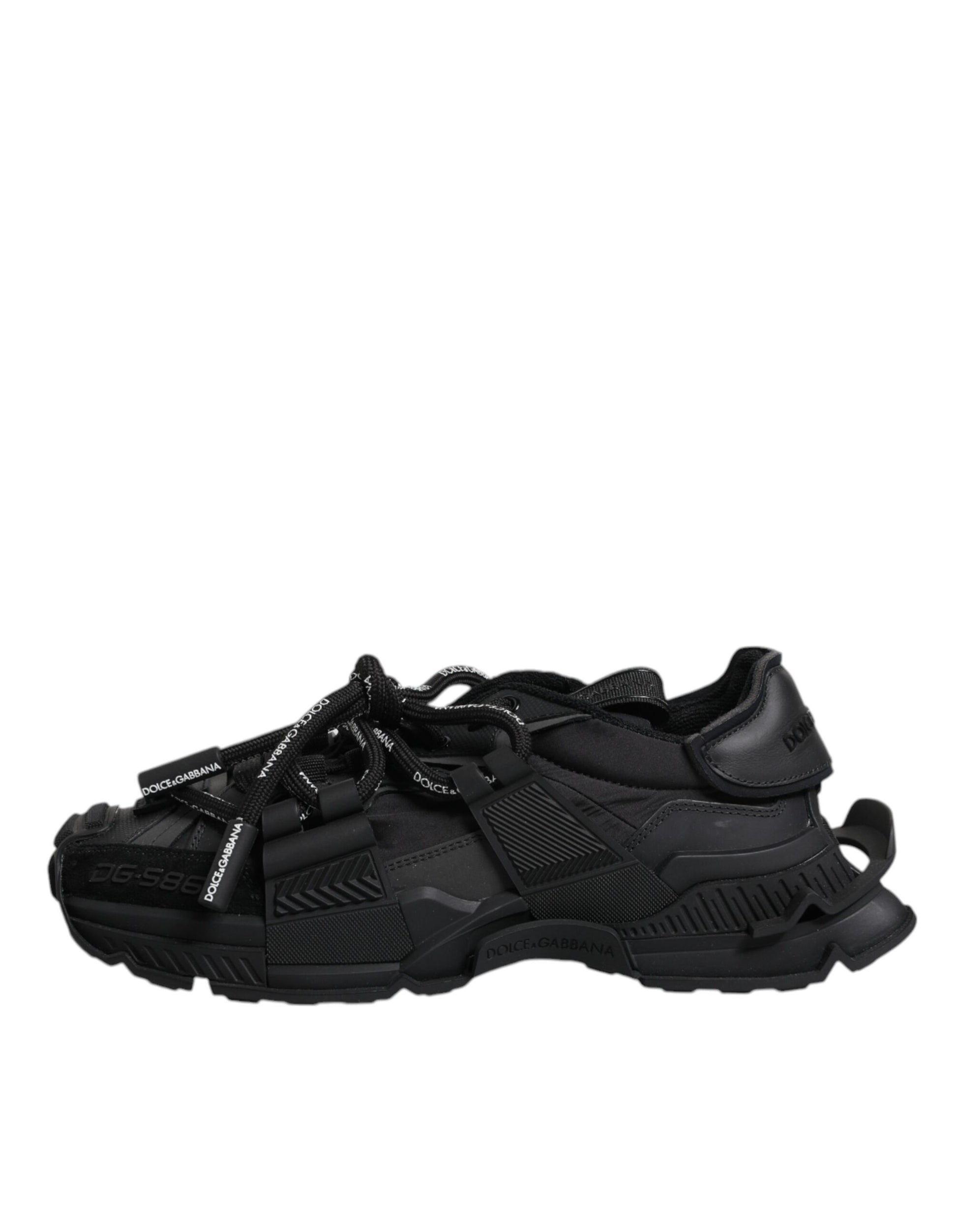 Dolce & Gabbana Black Low Top Space Lace Up Sneakers Shoes Curated Luxury Accessories by Orvyn