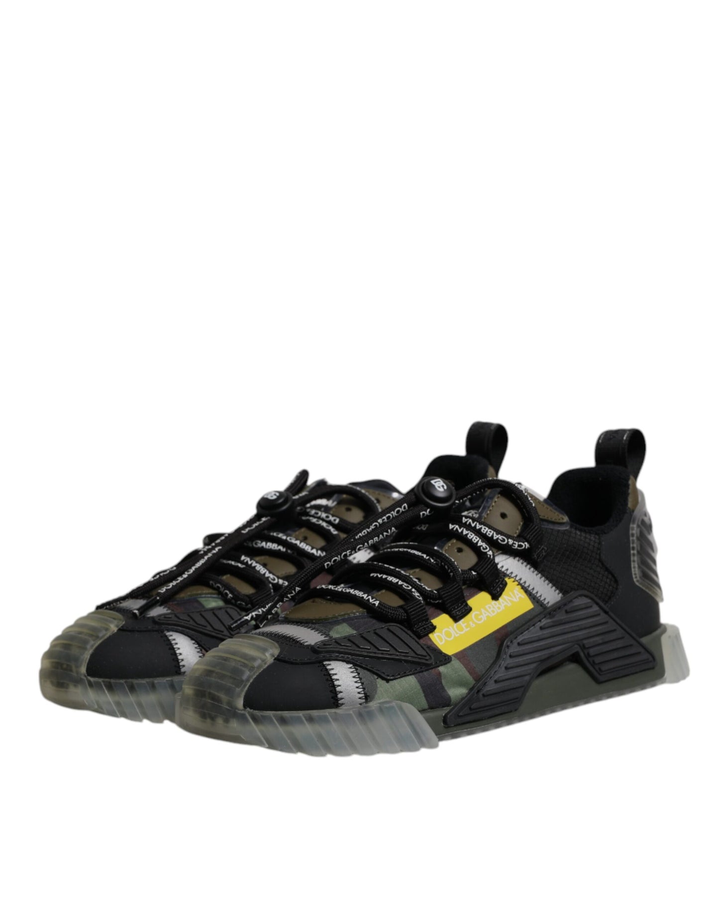 Dolce & Gabbana Black Green Camo NS1 Low Top Sneakers Shoes Curated Luxury Accessories by Orvyn
