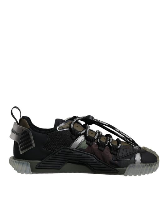 Dolce & Gabbana Black Green Camo NS1 Low Top Sneakers Shoes Curated Luxury Accessories by Orvyn