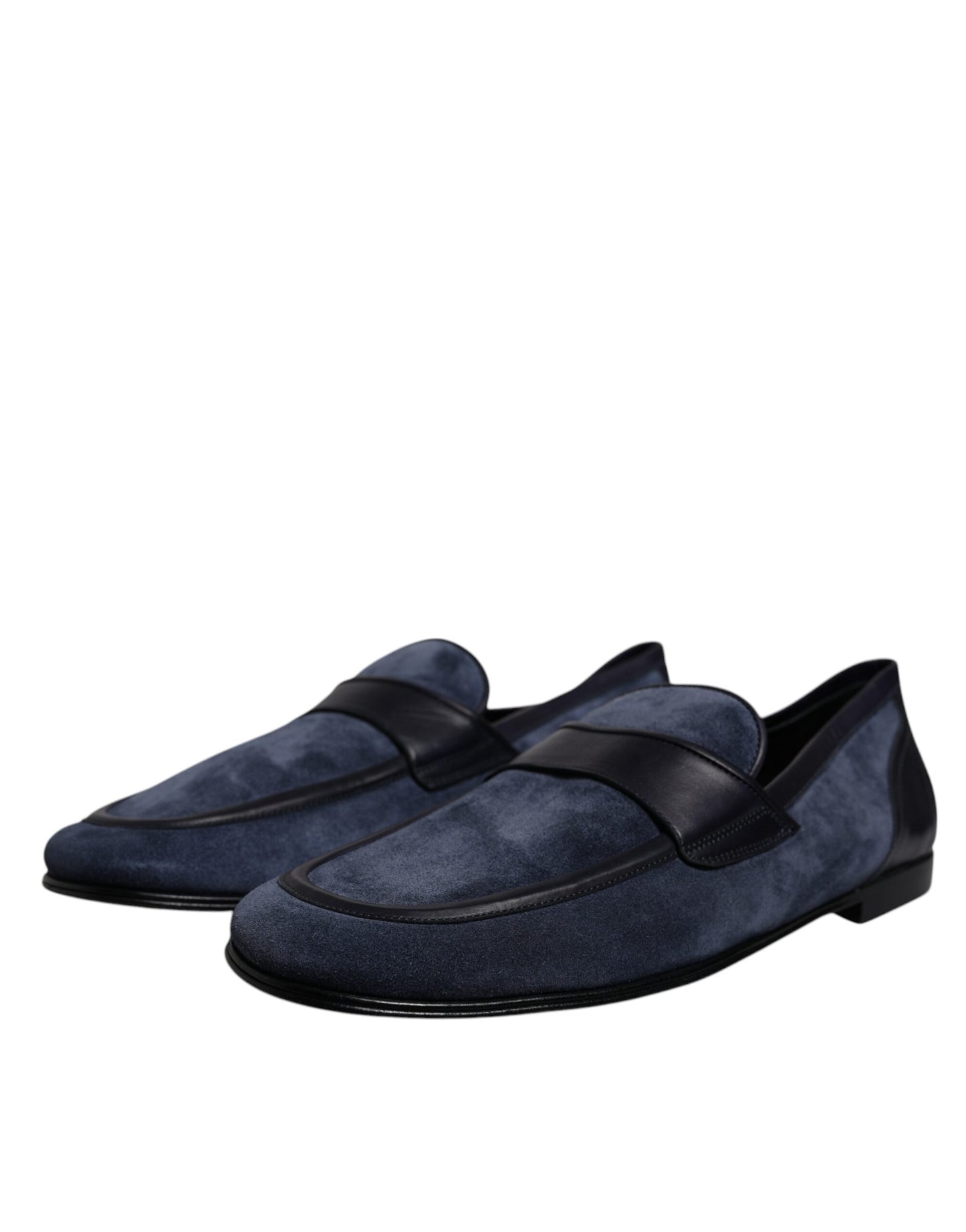 Dolce & Gabbana Blue Suede Leather Shoes Loafer Moccasin Shoes Curated Luxury Accessories by Orvyn