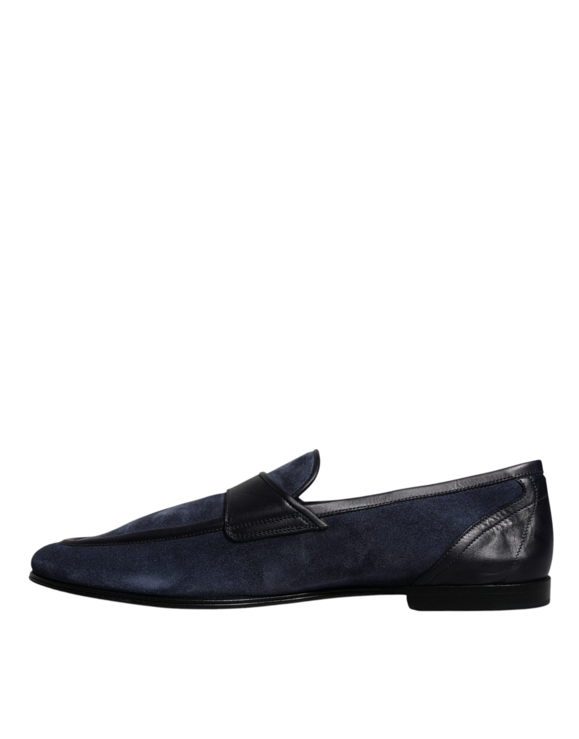 Dolce & Gabbana Blue Suede Leather Shoes Loafer Moccasin Shoes Curated Luxury Accessories by Orvyn