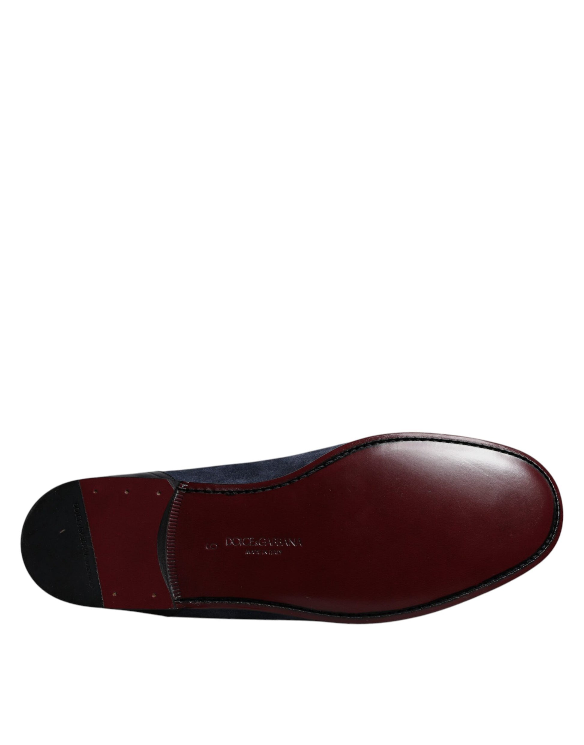 Dolce & Gabbana Blue Suede Leather Shoes Loafer Moccasin Shoes Curated Luxury Accessories by Orvyn