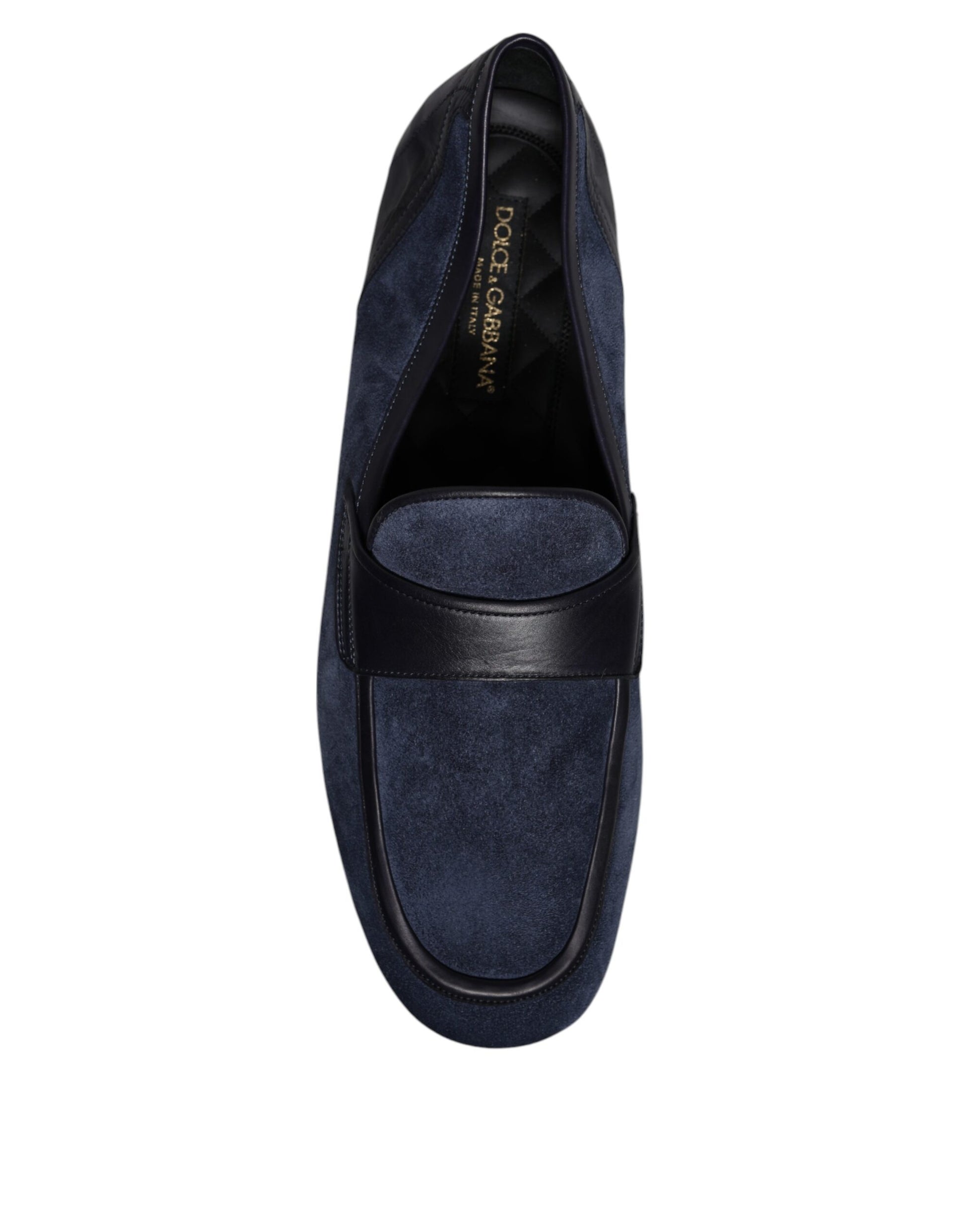 Dolce & Gabbana Blue Suede Leather Shoes Loafer Moccasin Shoes Curated Luxury Accessories by Orvyn