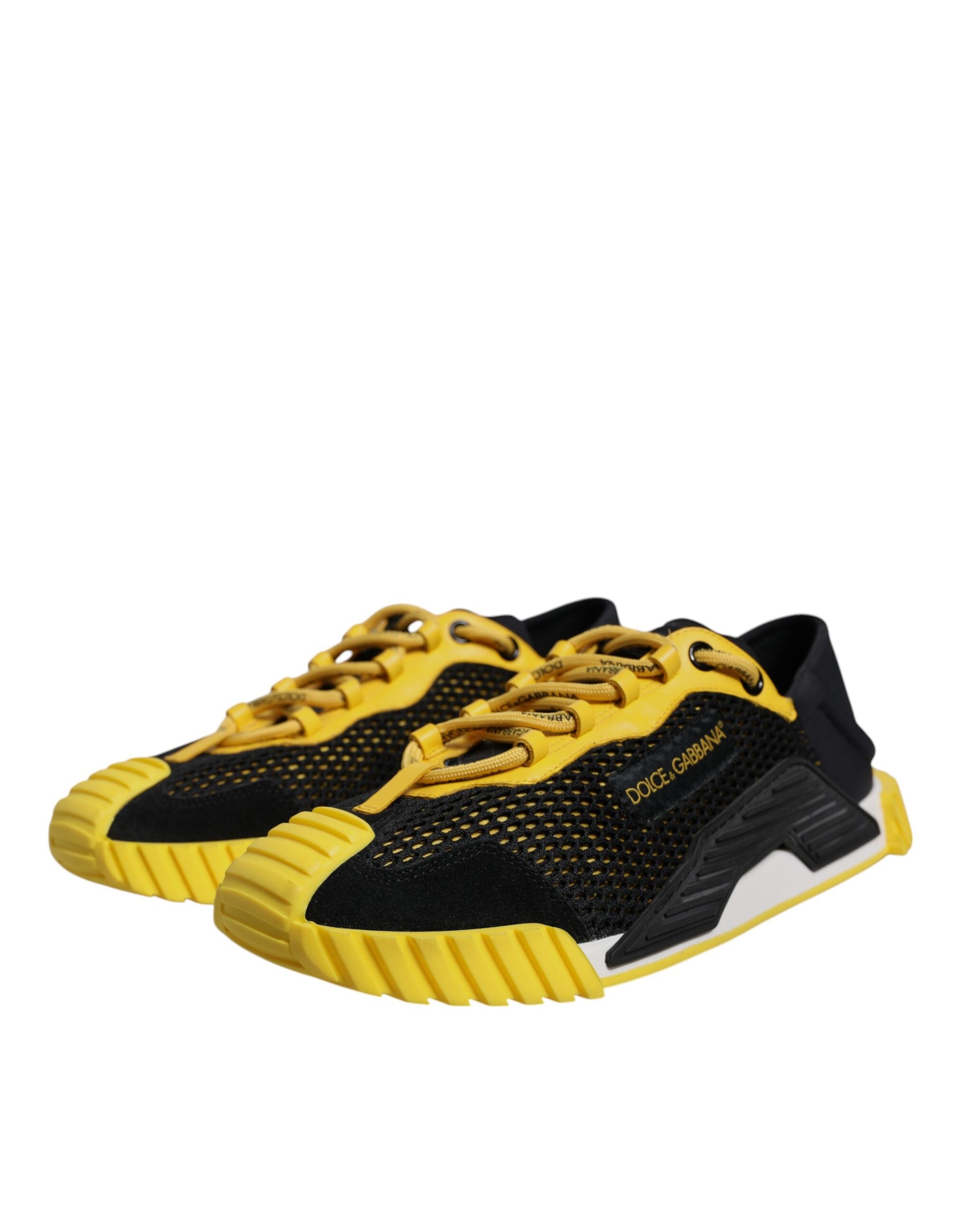 Dolce & Gabbana Black Yellow Low Top NS1 Sneakers Shoes Curated Luxury Accessories by Orvyn
