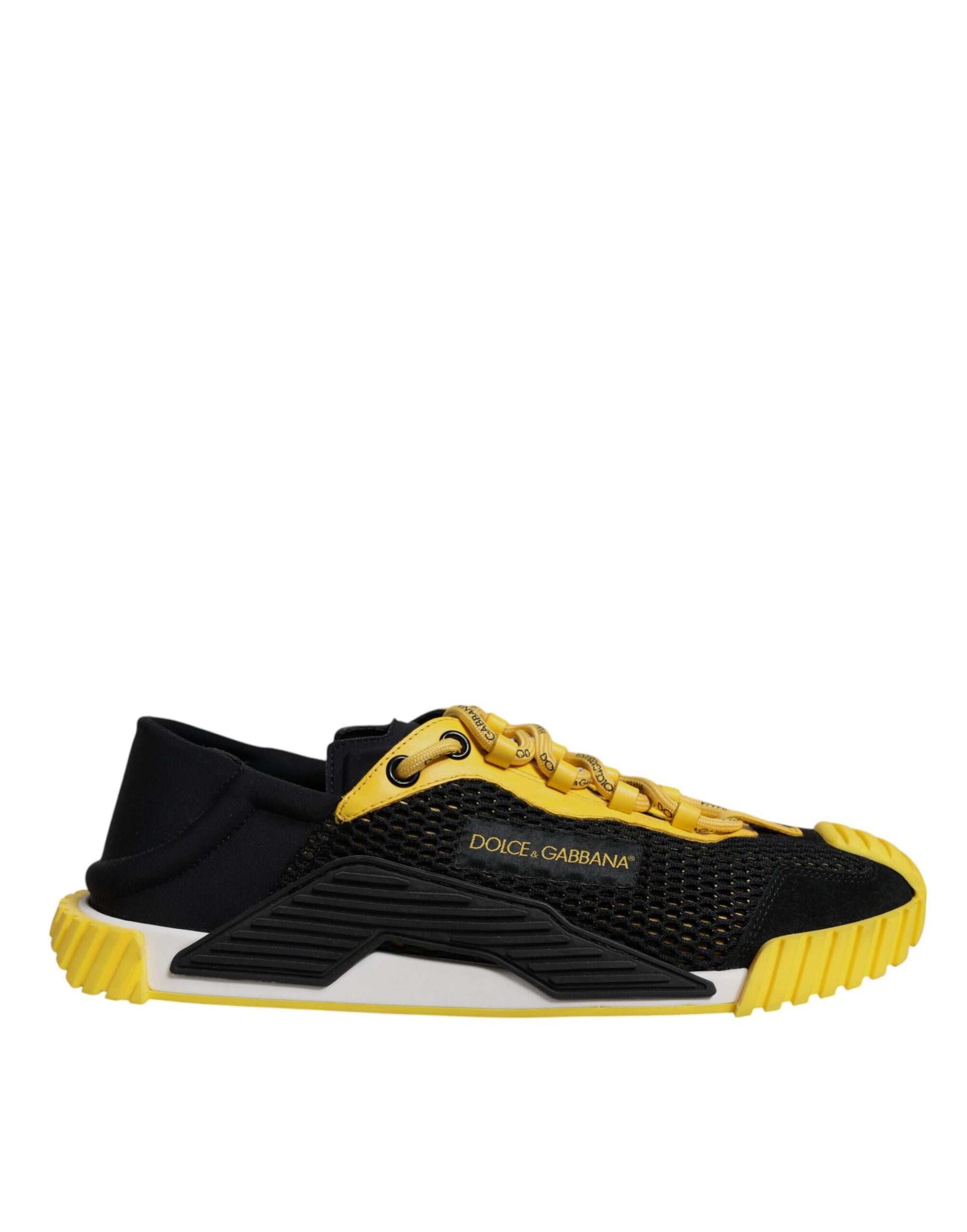 Dolce & Gabbana Black Yellow Low Top NS1 Sneakers Shoes Curated Luxury Accessories by Orvyn